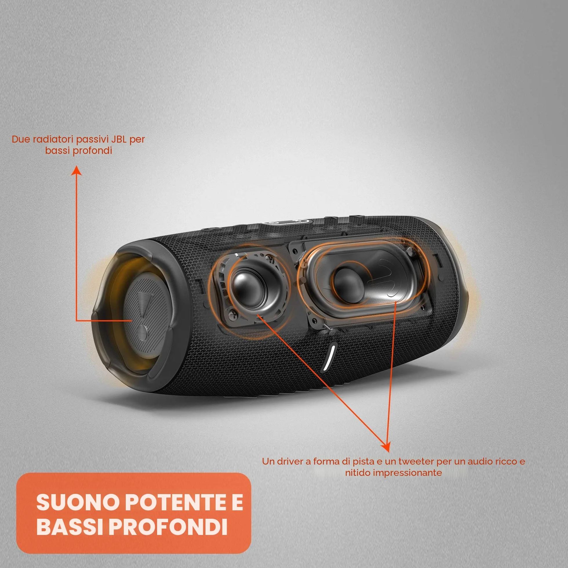 JBL Charge 5 - Altoparlante Bluetooth portatile impermeabile IP67, carica USB e uscita - Nero