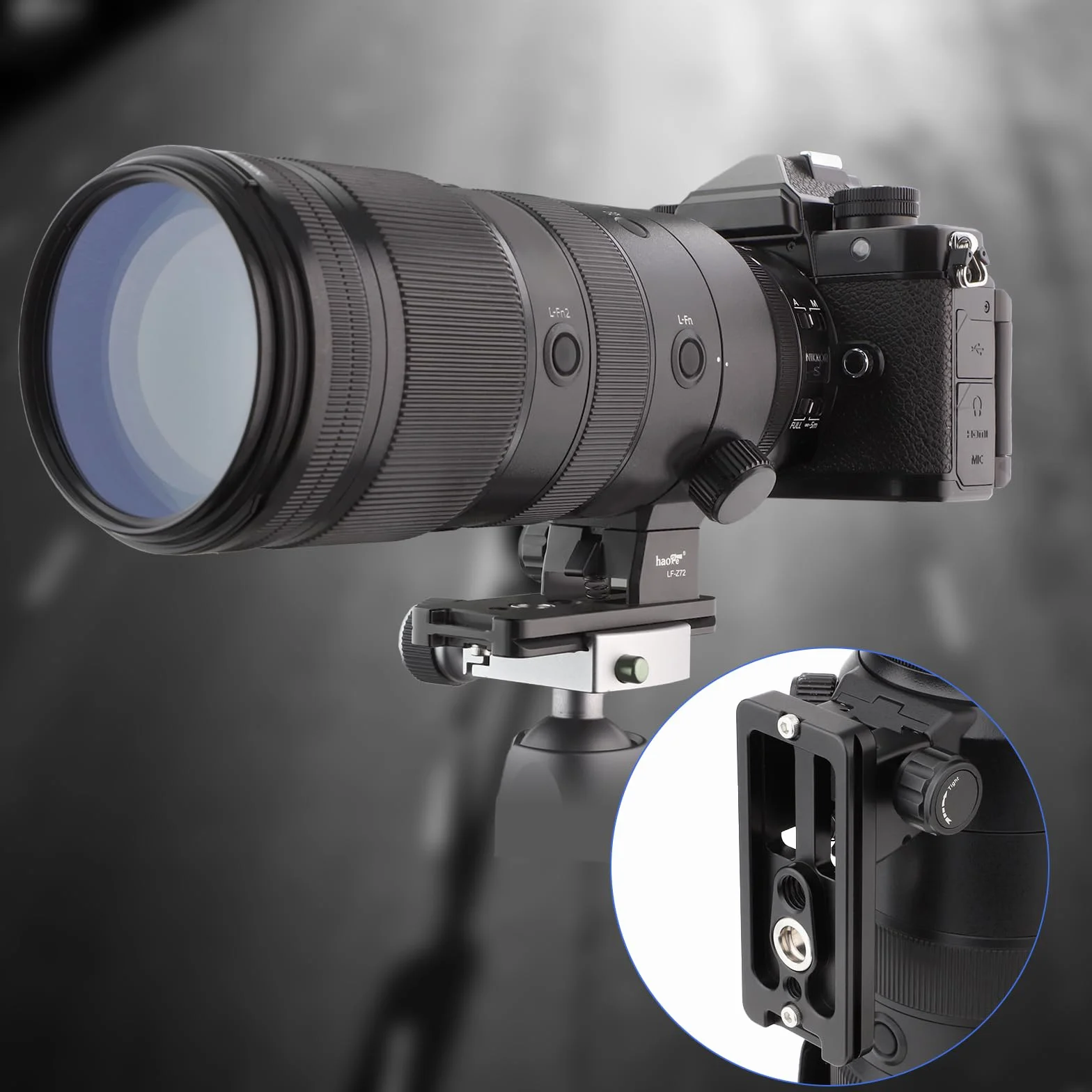 Haoge LF-Z72 - Anello di montaggio per treppiede per Nikon Nikkor Z 70-200/2.8 VR S Lens Z 70-200mm F2.8 Z 100-400mm F4.5-5.6 VR S, Z 400 mm f/4.5 VR S, Z 600 mm f / 6.3 VR S piedino di ricambio per