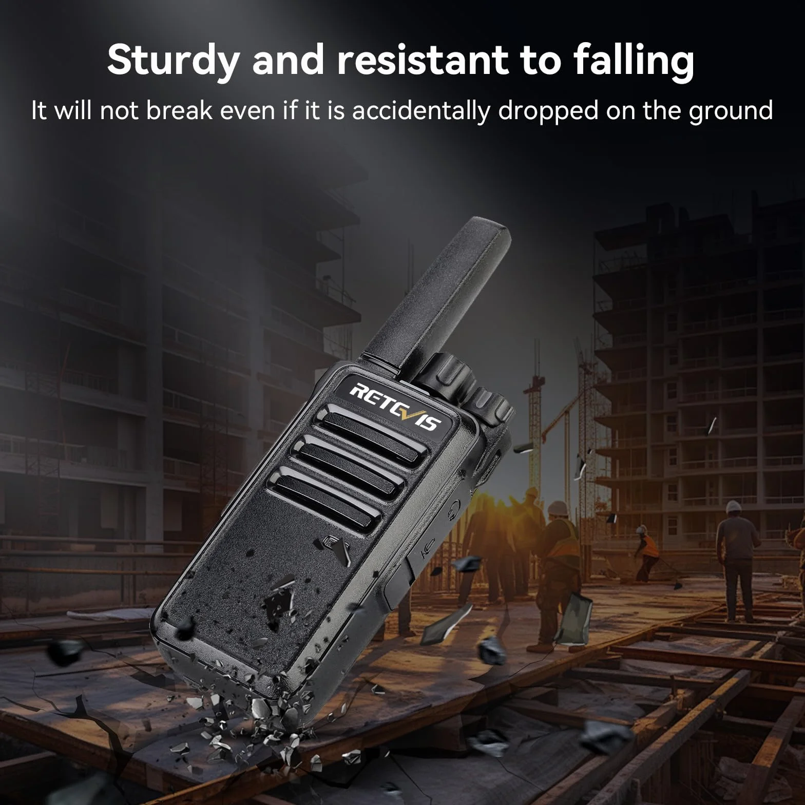 Retevis RT668 Walkie Talkie PMR446 Ricetrasmittenti VOX Anticaduta Antipolvere Auricolari 4 Pezzi Nero