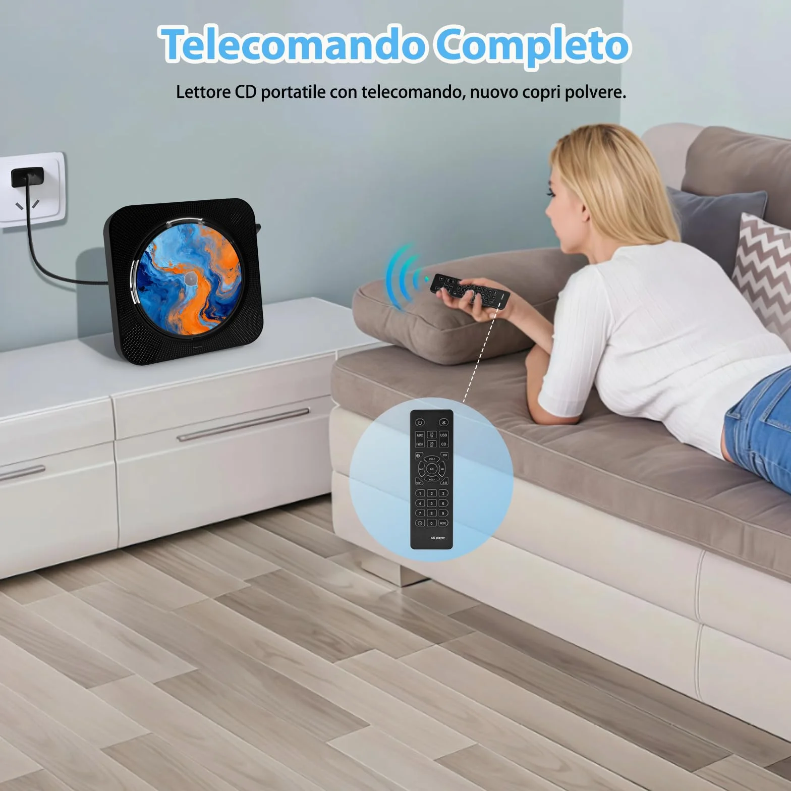 Lettore CD Portatile con Bluetooth 5.1, CD Player Desktop Domestico, Lettore CD HiFi Musicale con Altoparlanti, LED Schermo FM Radio USB/AUX Prese per Cuffie Telecomando, Regalo di Natale (Nero)