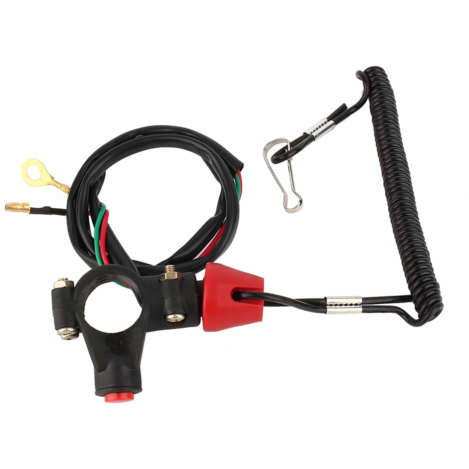 Interruttore Di Arresto Del Motore 2mm Pulsante Spegnimento Con Cavo Di Sicurezza Per Manubrio