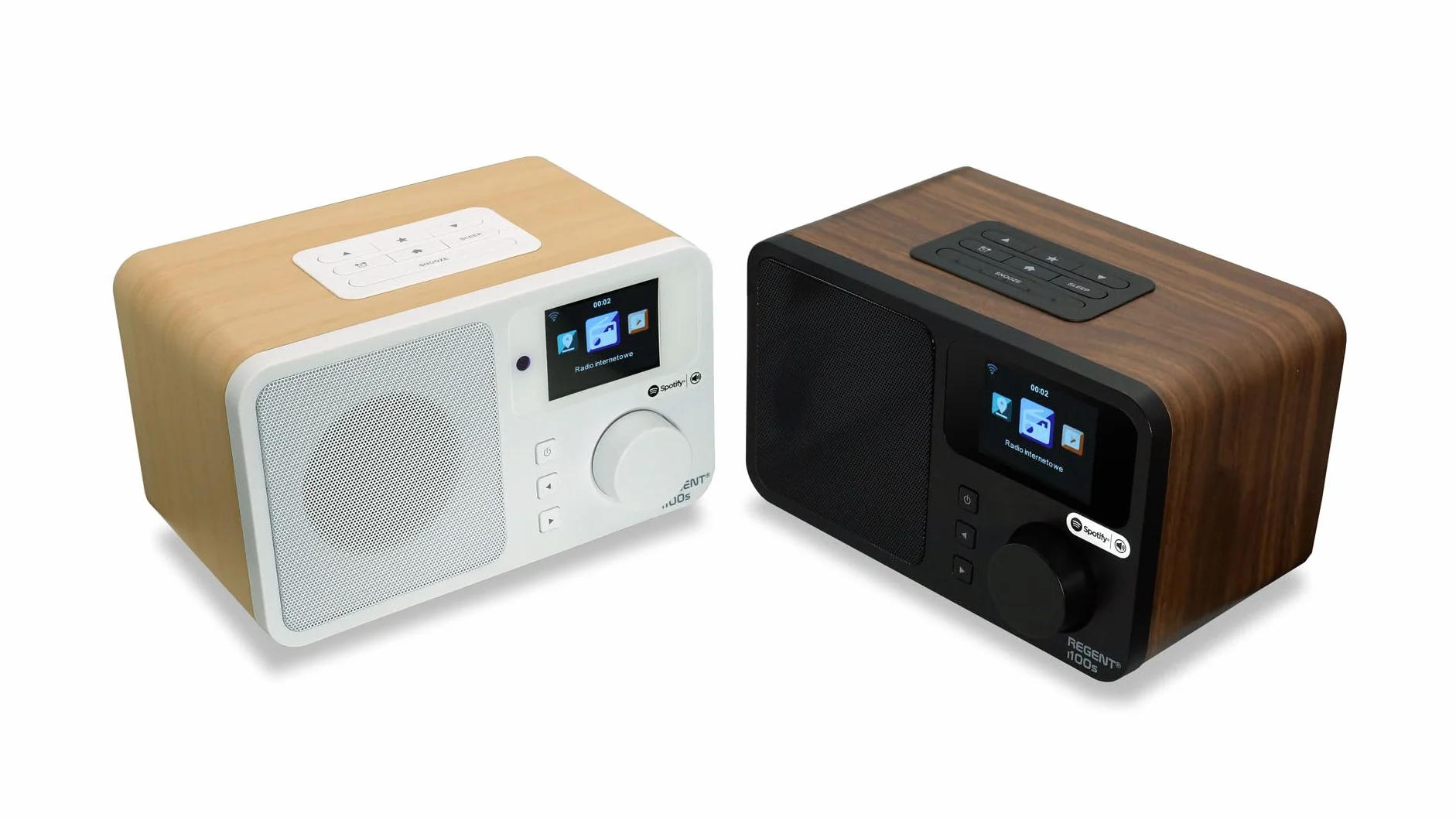 REGENT i100s Radio Internet z SPOTIFY Connect Wi-Fi Radio Cyfrowe Kuchenne z Bluetooth Budzik Snooze Timer Wyświetlacz LCD Kolorowy Drewno