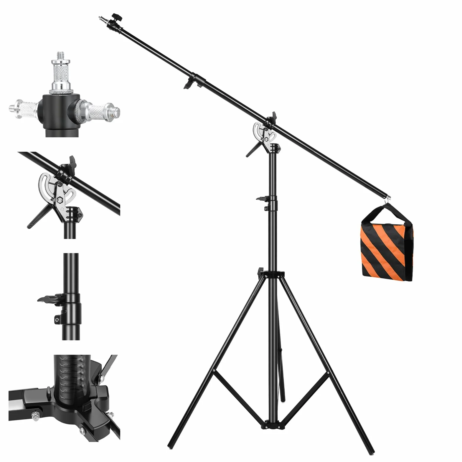 Soonpho 13.2ft/400cm Stativo Fotografico,Supporto Resistente per Luce con 190cm Boom Arm e Sacchetto di Sabbia,Stativo in Lega di Alluminio Rotante per Softbox,Fotografia