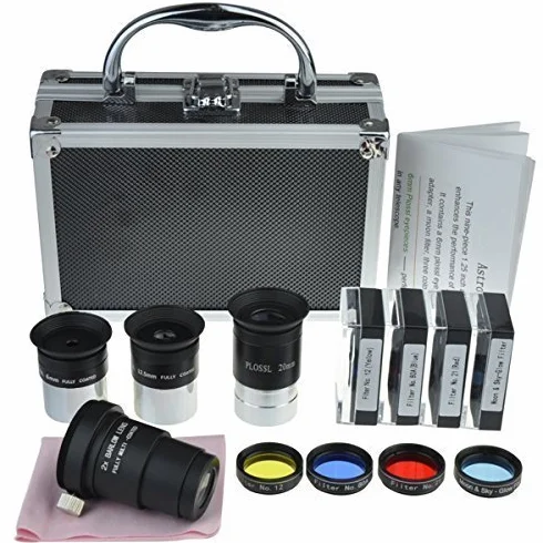 Solomark - Kit di accessori per telescopio astronomico, con set di lenti oculari Plossl, set di filtri, 2 lenti di Barlow e altri strumenti