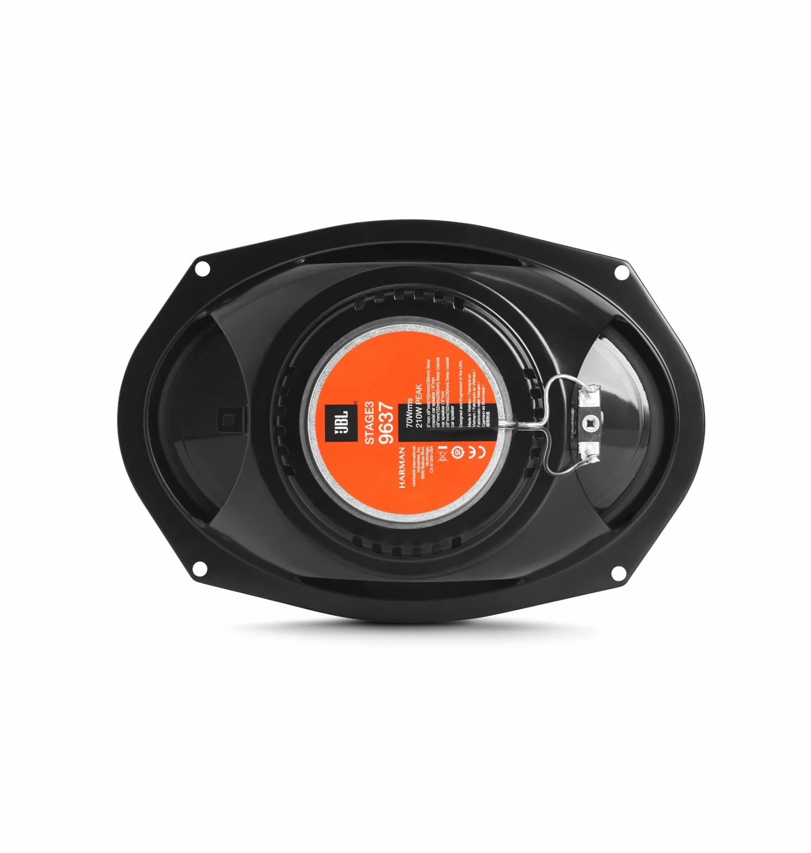 JBL Stage3 9637F - 3-Vie Casse Auto Set di Harman Kardon Senza Griglia - 375 Watt impianto stereo ovale Altoparlanti da 16.5 x 23 cm | 6x9" pollici