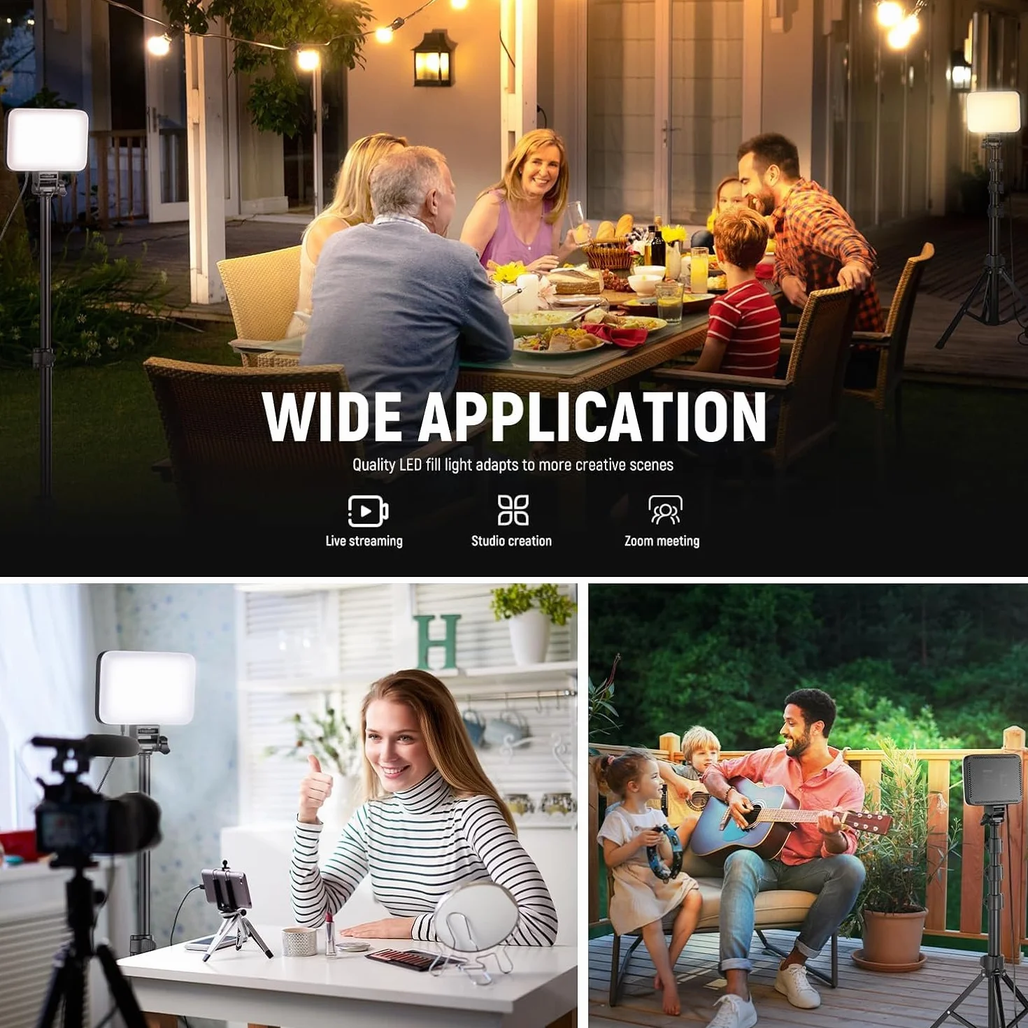 NEEWER Basic Kit di Illuminazione a Pannello Luce Foto LED, 2pz Luci da Studio Portatili Dimmerabili Bicolore con Stativi e Filtri, 3200K~5600K CRI95 750lux per Fotografia Video Streaming Live, BP66