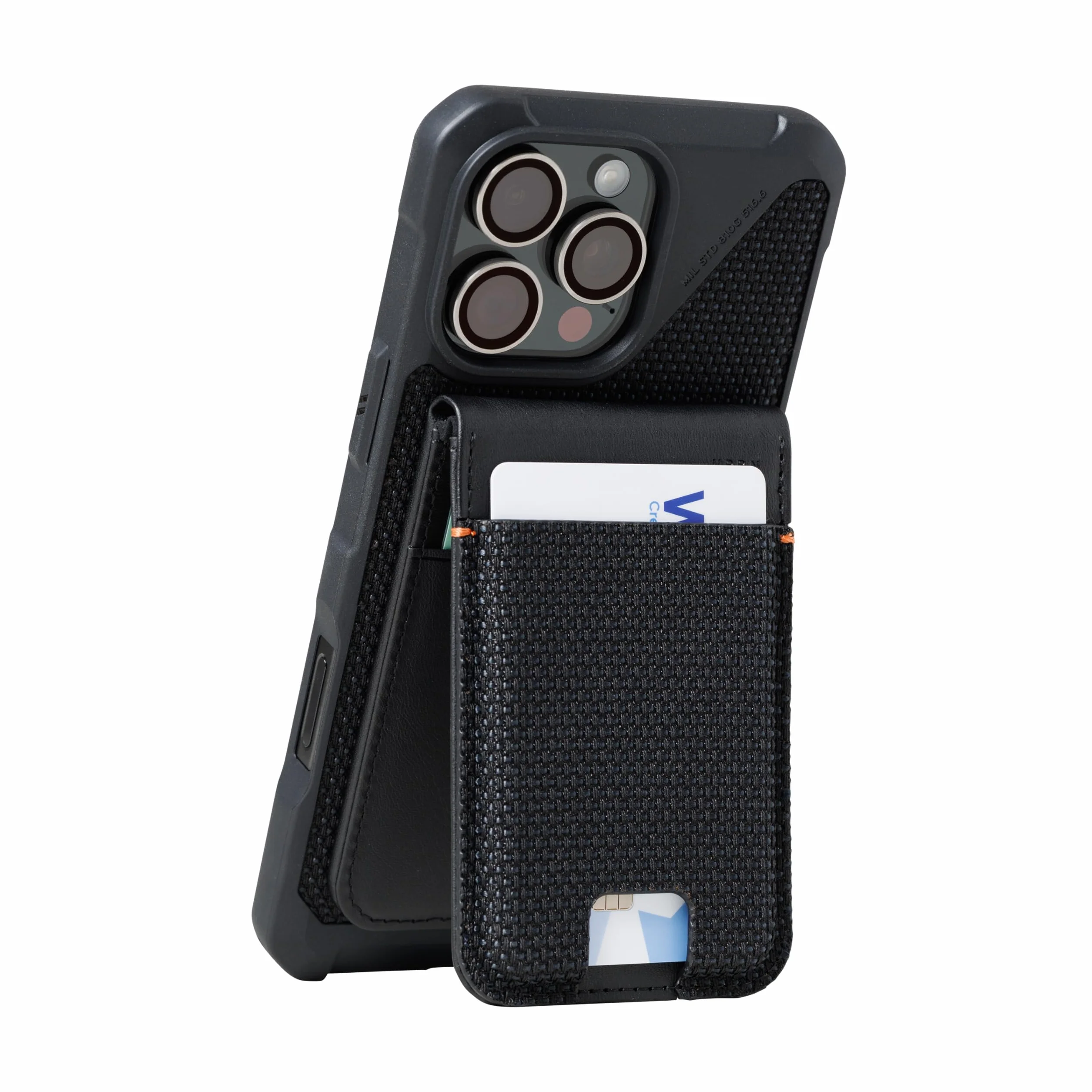 URBAN ARMOR GEAR Metropolis Magnetic Slim Wallet con funzione stand (portafoglio con magneti ultraresistenti, fino a cinque carte di credito) nero kevlar