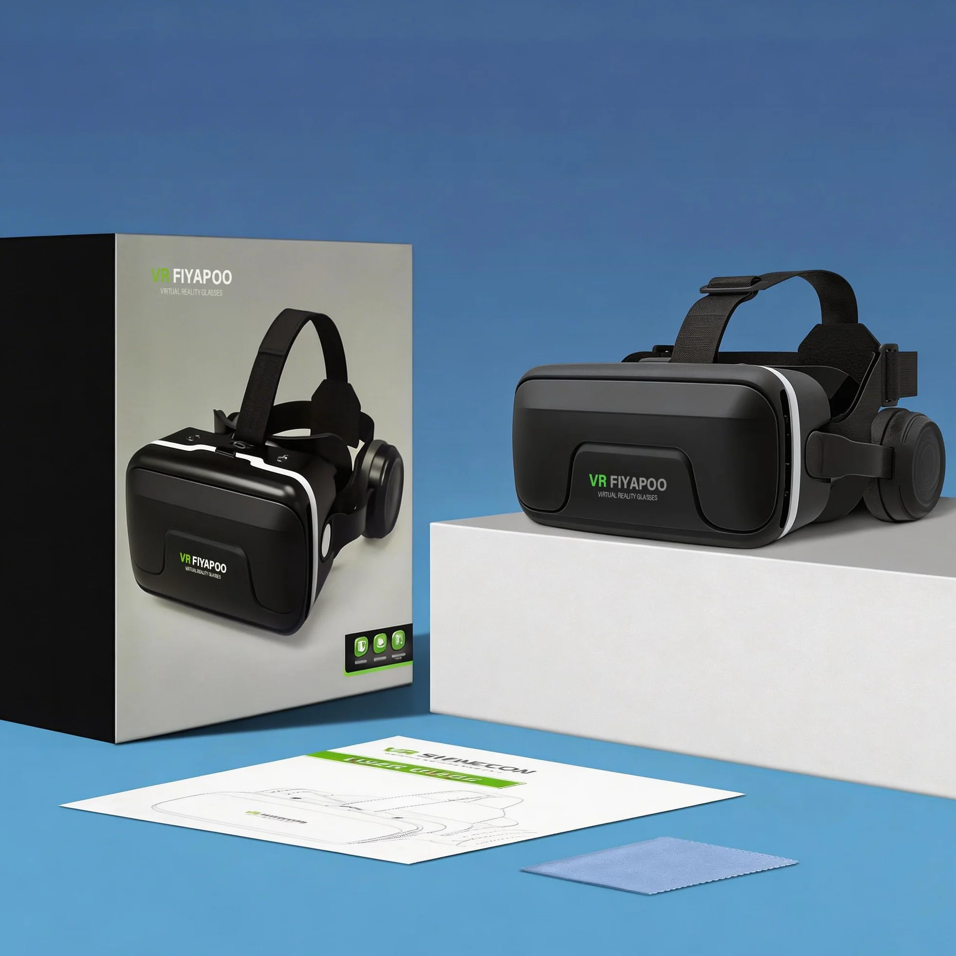 Occhiali VR 3D con Cuffie, Bambini HD Visore Realtà Virtuale per Film e Giochi, Compatibile con Smartphone Android e iPhone da 4,7 a 7,2 Pollici, Regalo di Natale Perfetto per la Famiglia