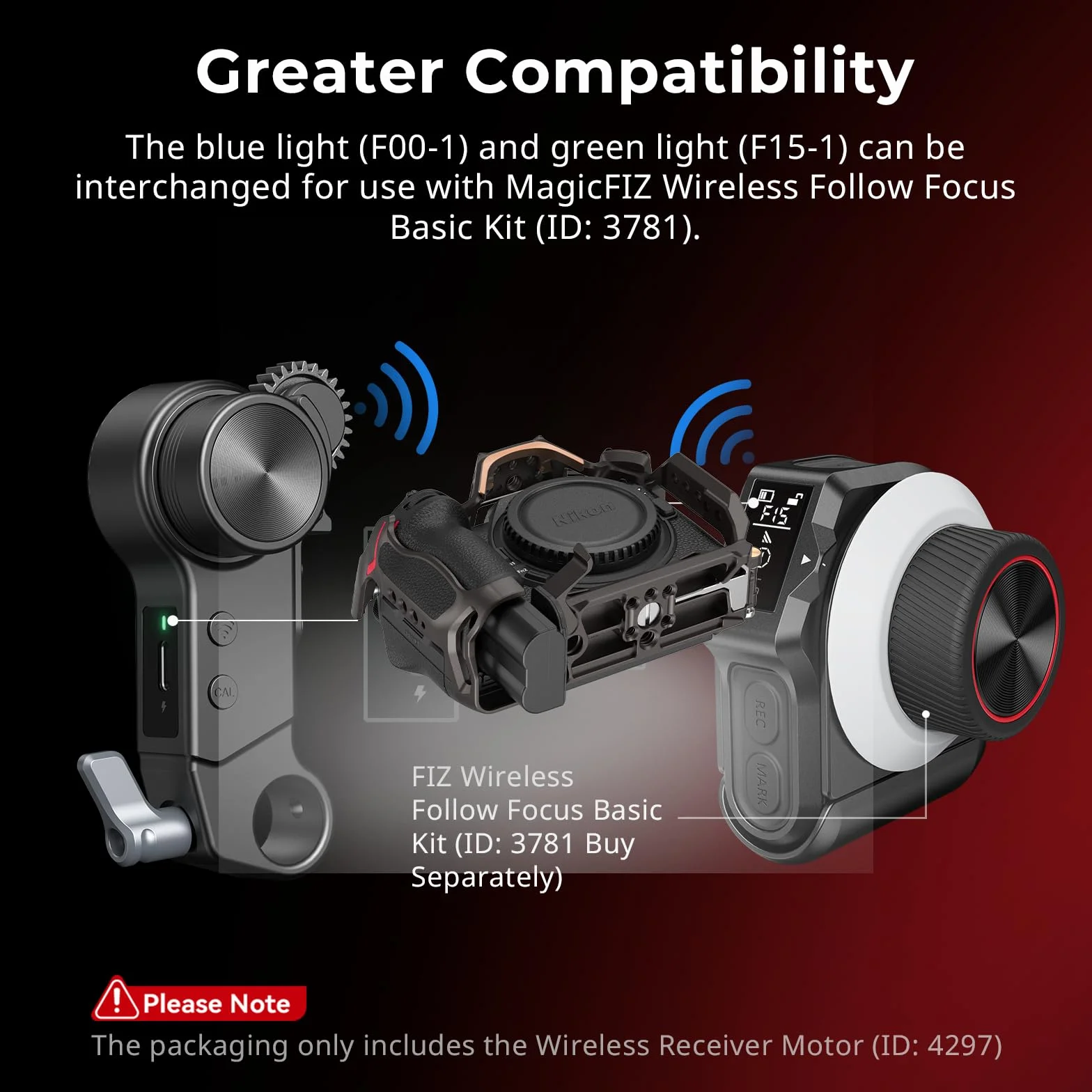SMALLRIG Wireless Receiver Motor (Lite), Coppia di Picco di 4,3 kgf.cm, Supporta la Ricarica Rapida PD e QC, Bassa Latenza e Controllo Preciso, Design Compatto, per Obiettivi DSLR e Cine - 4297