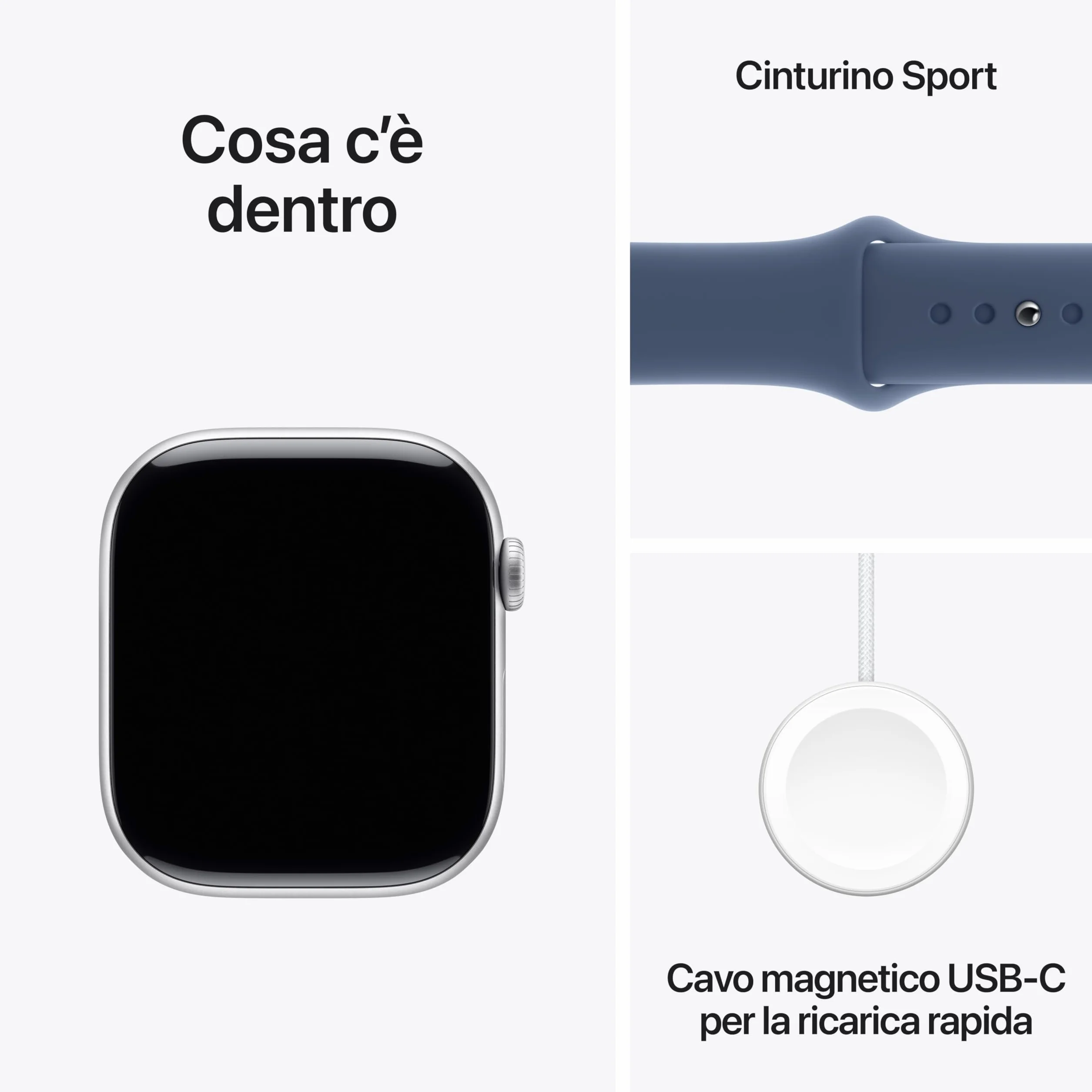 Apple Watch Series 10 [GPS, 46mm] - Case in Alluminio Argento con Cinturino Loop Sportivo Blu Denim, One Size (Ricondizionato)