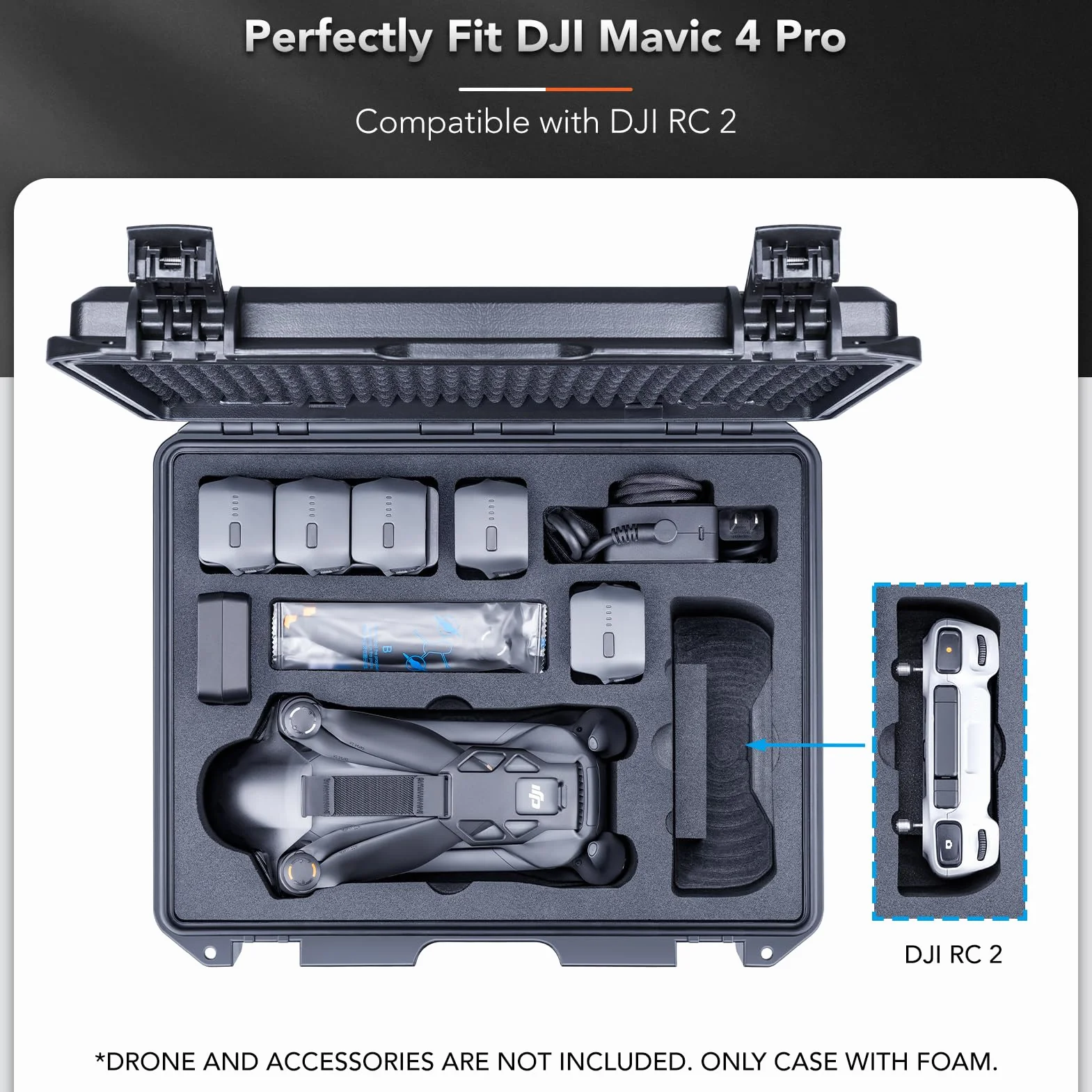 Lykus Titan M400 Custodia/Case/Valigia impermeabile per Mavic 4 Pro, RC Pro 2/DJI RC 2,Supporta 6 batterie e accessori in Fly More Combo/Creator Combo[SOLO CUSTODIA]