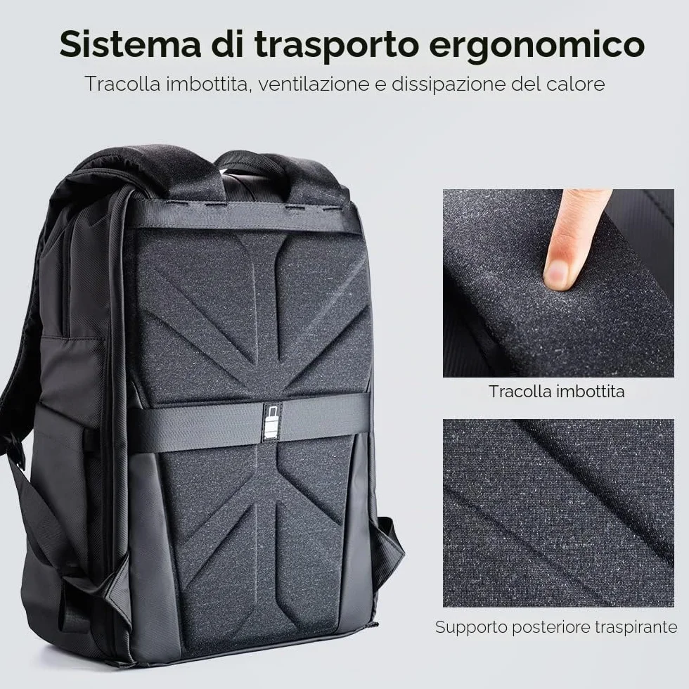 K&F CONCEPT Zaino per Fotocamera Professonale, 20L Borsa Fotocamera Fotografia Portatile, Multifunzionale Zaino Fotografico con Copertura Antipioggia, Scomparto per Laptop da 15.6 Pollici
