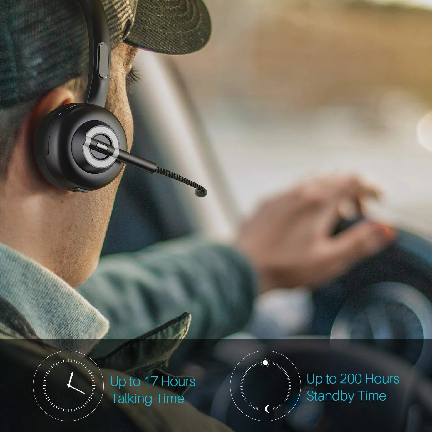 Auricolare Bluetooth per ufficio con microfono,Cuffie Bluetooth senza fili,Cuffie Bluetooth Trucker con cancellazione del rumore, auricolare vivavoce con dock di ricarica per call center, casa,PC