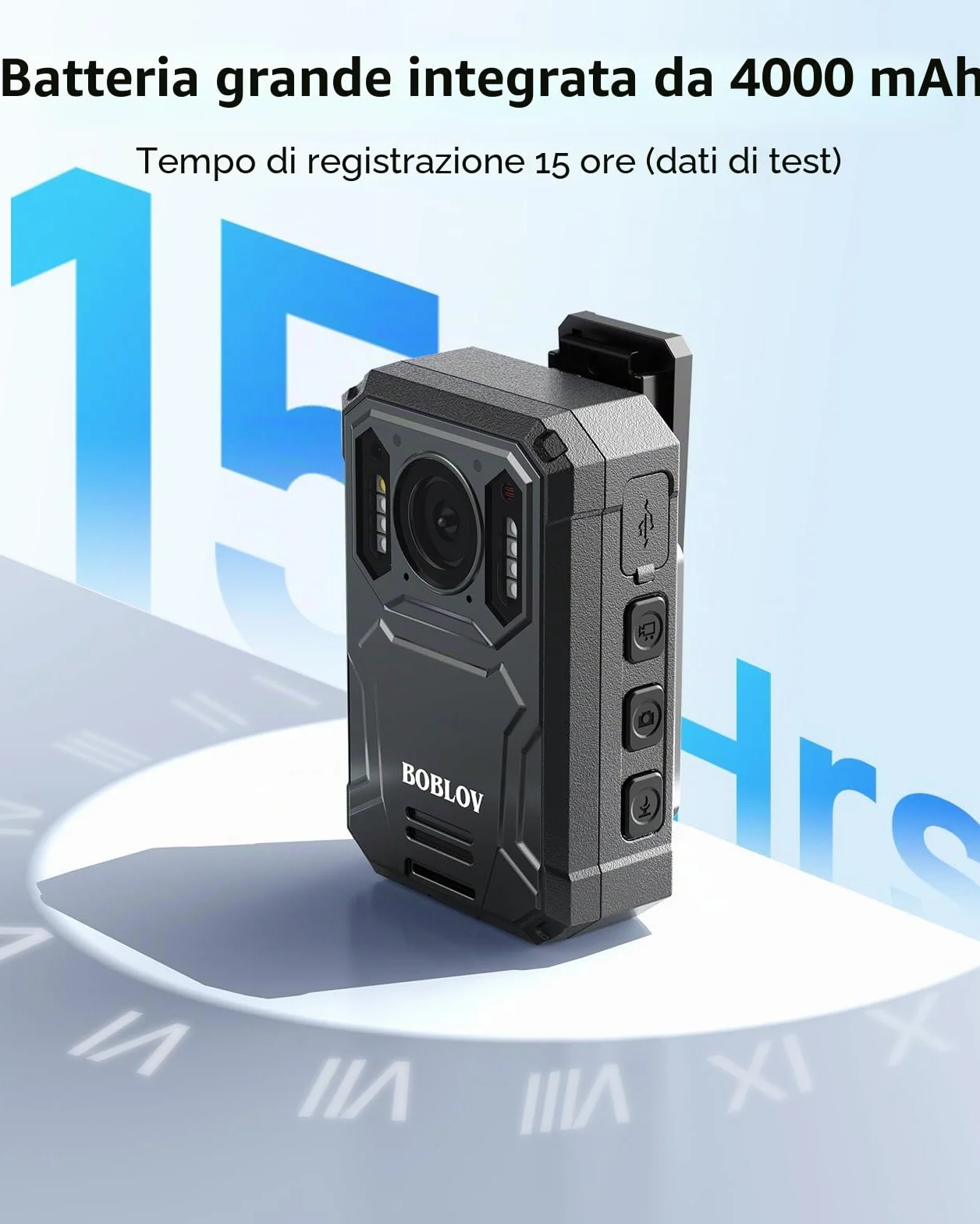 BOBLOV KJ23PRO 2K Fotocamere montate sul corpo, Body Cams Polizia da 128 GB integrata con visione notturna, batteria da 4000 mAh per 15 ore di registrazione, IP66, per forze dell'ordine, sicurezza