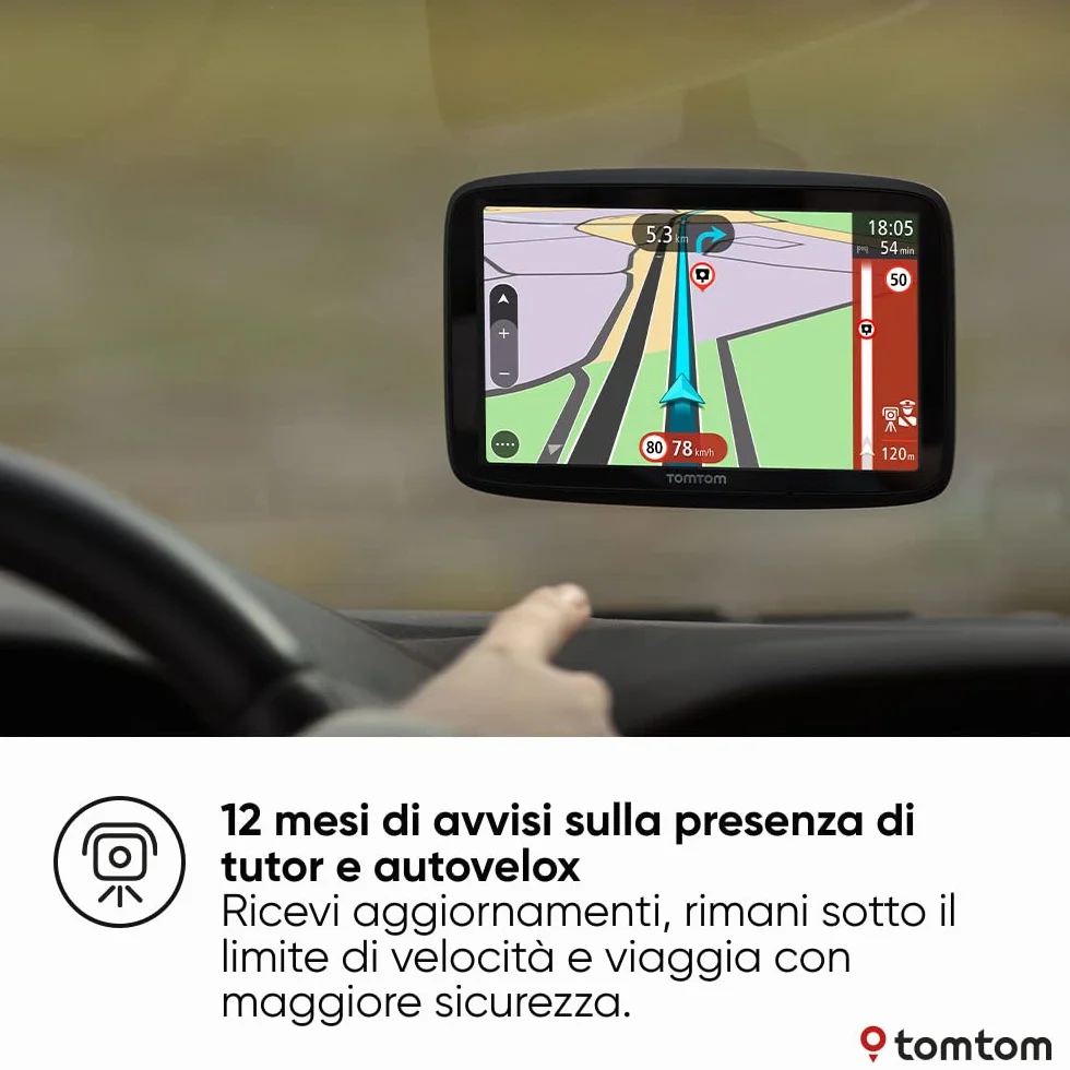 Navigatore per automobili TomTom GO Navigator (6 pollici, informazioni sul traffico in tempo reale e Avvisi su Tutor e Autovelox di prova, Mappe del mondo, aggiornamenti tramite WiFi)