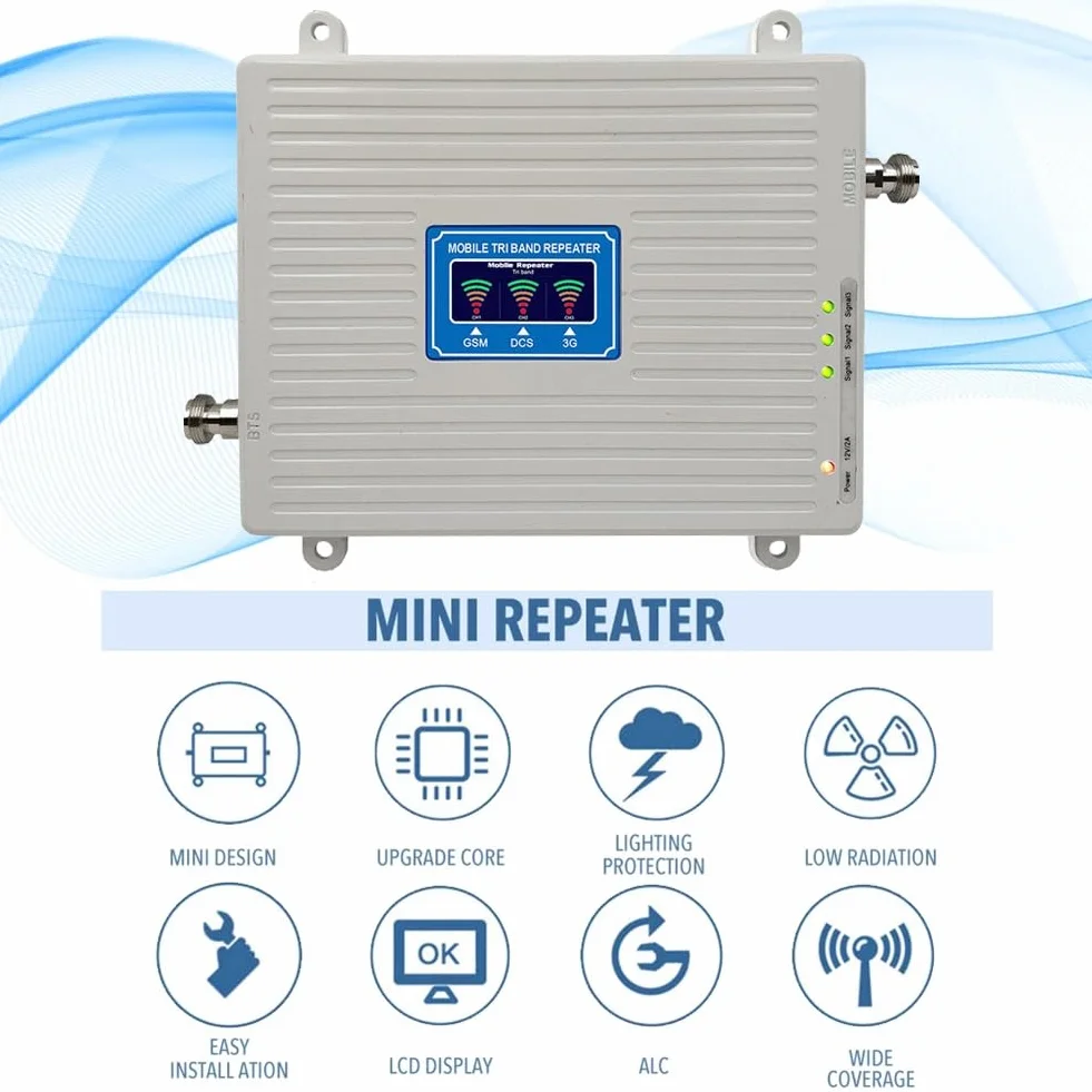 Amplificatore Tri Band Amplificatore di Segnale 2G 3G 4G 5G 900 1800 2100 MHz gsm WCDMA LTE Ripetitore Ripetitore di Segnale Universale Spina UE