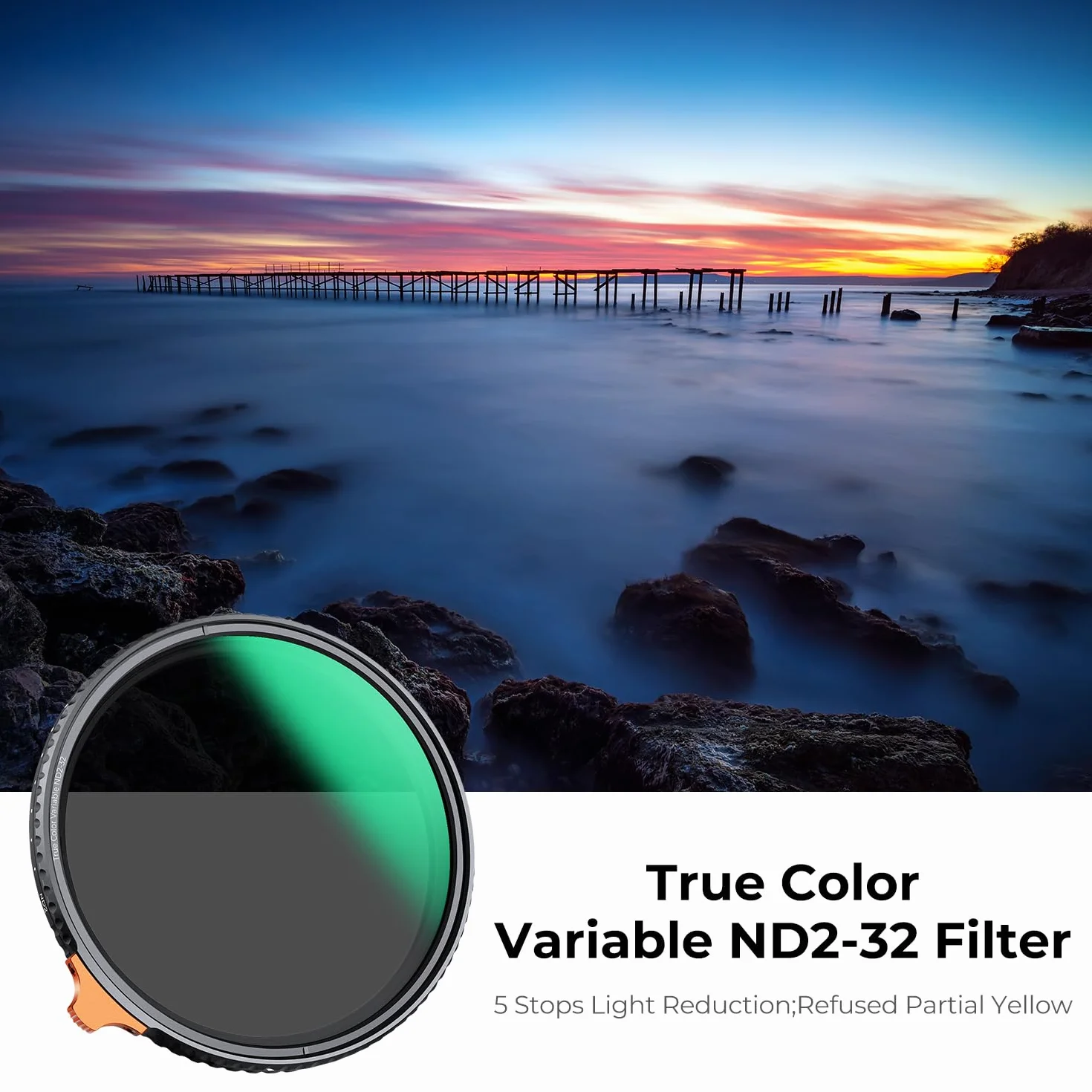 K&F CONCEPT Nano-Xcel 95mm Filtro Variable ND2-32 True Color (1-5 Stop), Filtro a Densità Neutra in Vetro Ottico Sottile HD Ultrasottile con Rivestimento Nano a 28 Strati