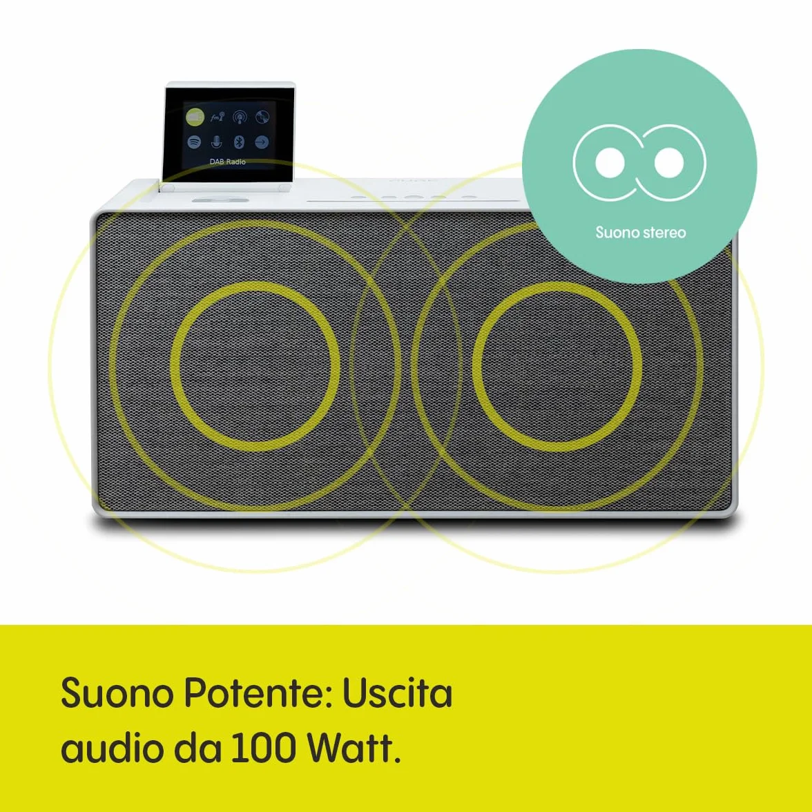 Pure Evoke Home All-In-One Music System DAB+ UKW Radio Internet Radio Spotify Connect Bluetooth CD 100 Watt Bianco cotone