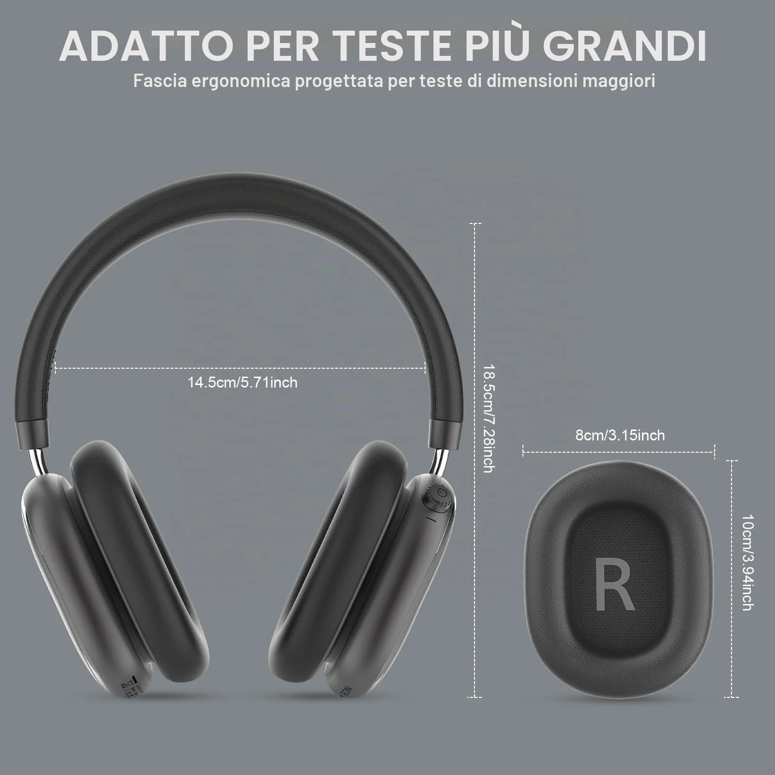 NC95 Cuffie Wireless Over-Ear Bluetooth 6.0, Cancellazione Attiva del Rumore,Controllo a Manopola, 120 Ore di Riproduzione,Controllo Tramite App,Vestibilità Comoda