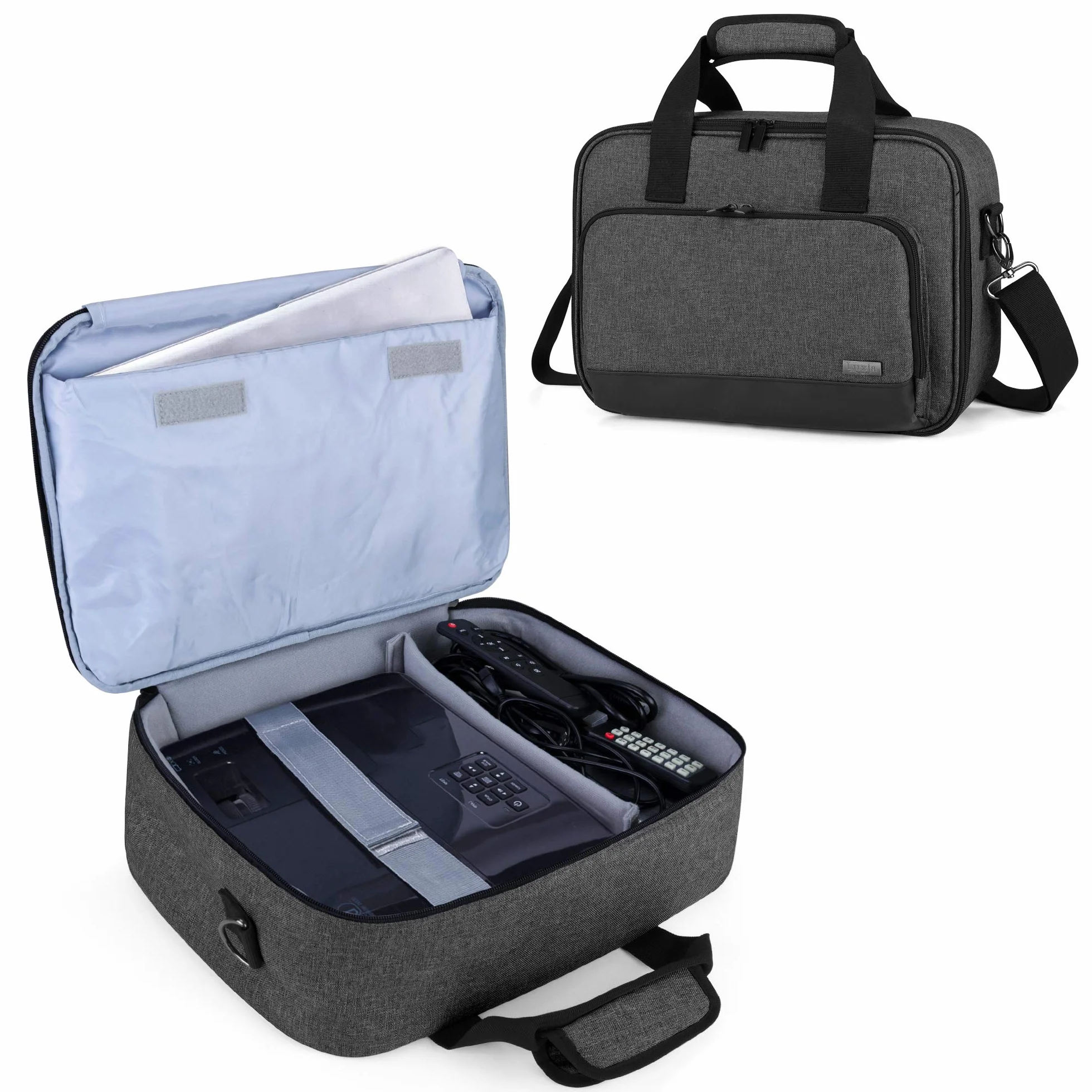 Luxja Borsa per Videoproiettore con Custodia per Laptop, Borsa per BenQ, Optoma, Epson e Acer Proiettore, Custodia per Proiettore e Accessori, 39.4 CM x 28 CM x 13.5 CM, Nero