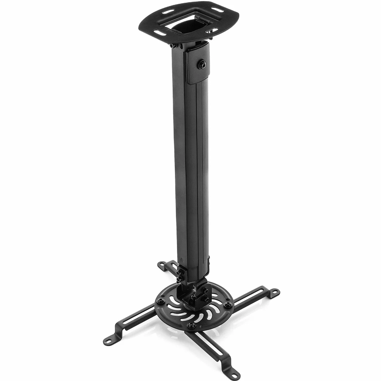 deleyCON Supporto per Videoproiettore Universale da Soffitto Inclinabile di +/- 15° Girevole a 360° Portata 13,5Kg Regolabile in Altezza da 545mm a 900mm - Nero