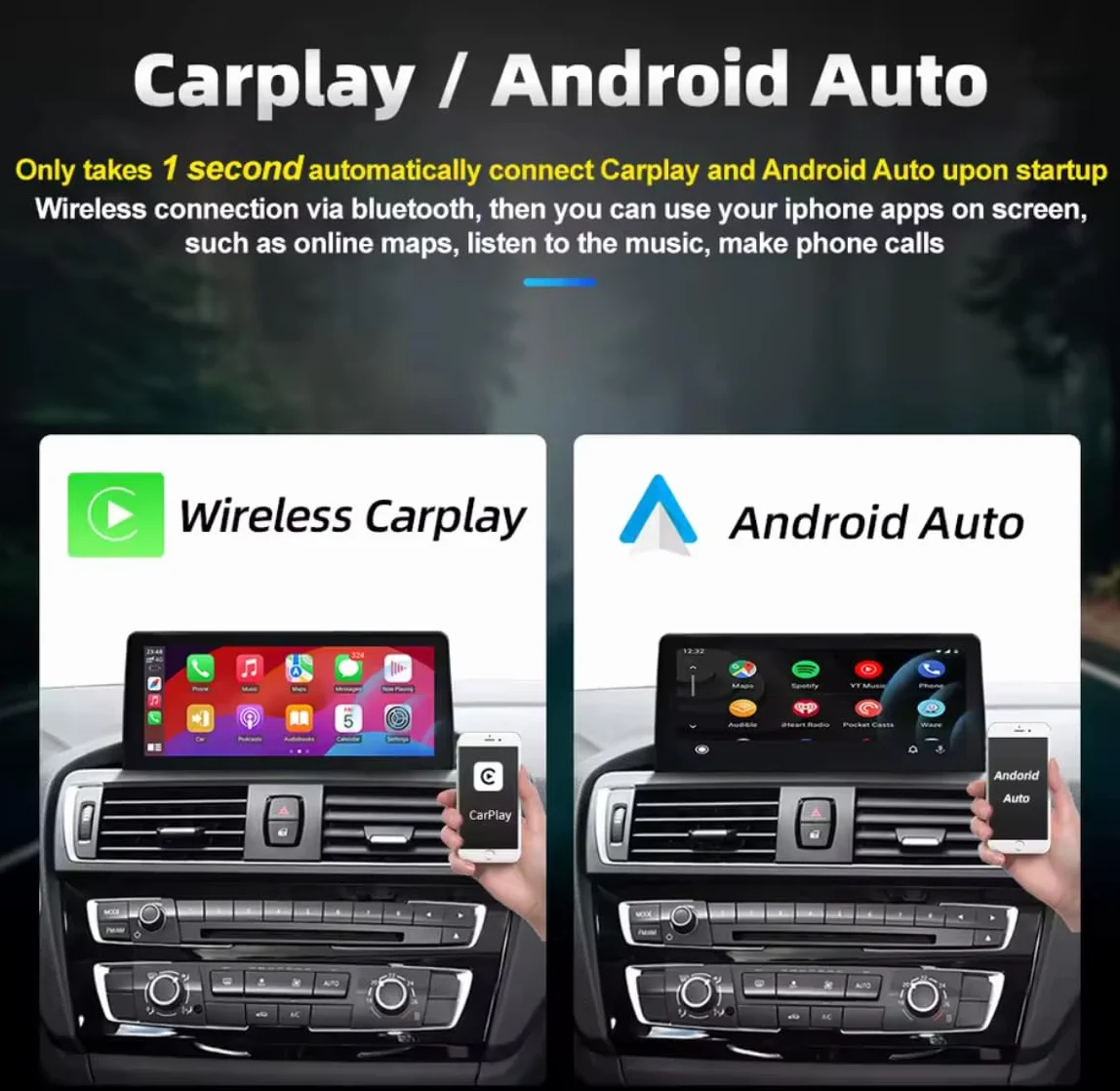 BMW Serie 1 F20 F21 Serie 3 F30 F31 F34 Serie 4 F32 F33 F34 CTB 10.25" CarPlay Android Auto Schermo Touch Retrofit Plug & Play