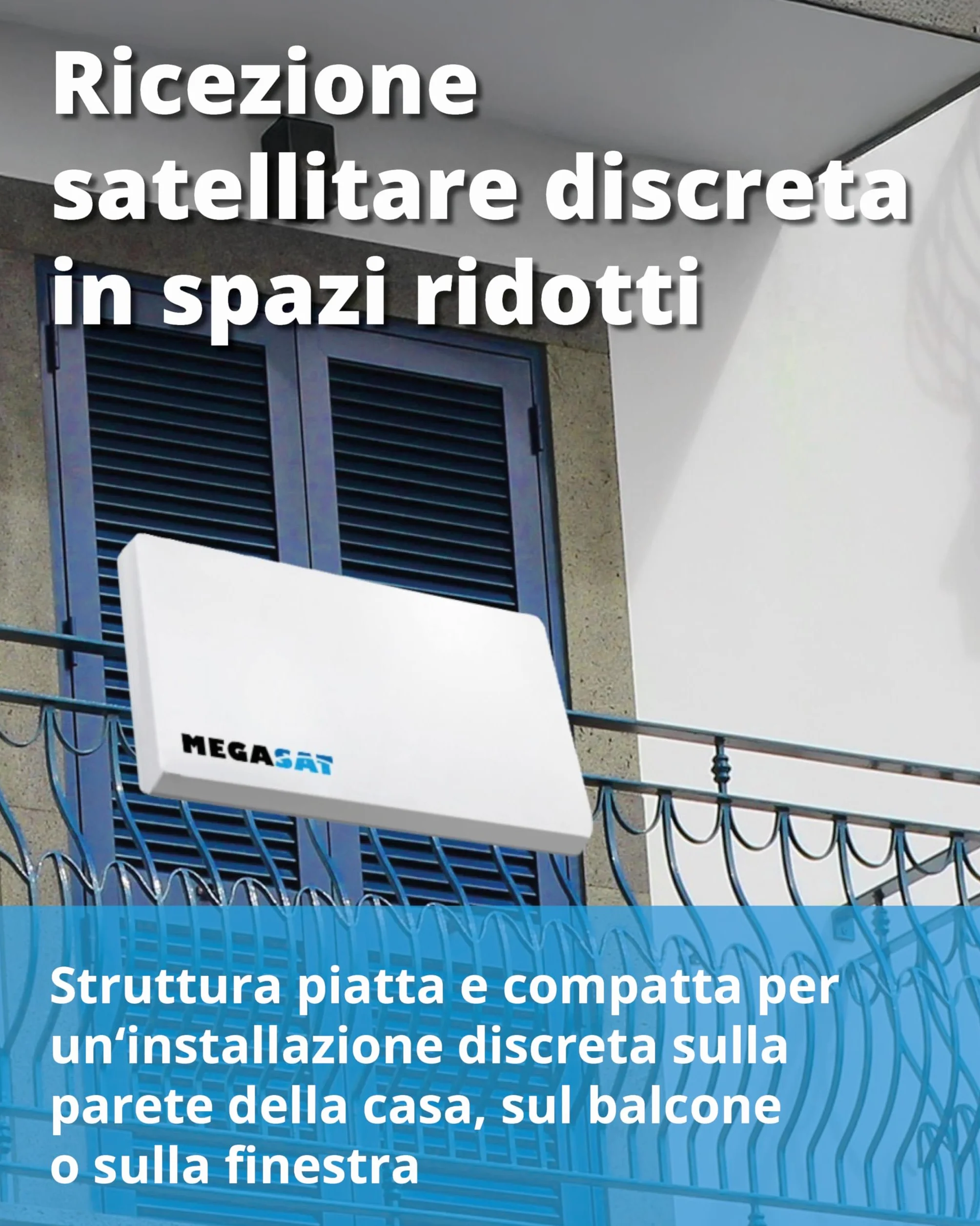 Megasat Antenna piatta D1 Profi-Line – Antenna satellitare piatta (1 utente, LNB intercambiabile, installazione a parete, supporto per palo/balcone o finestra) – Bianco
