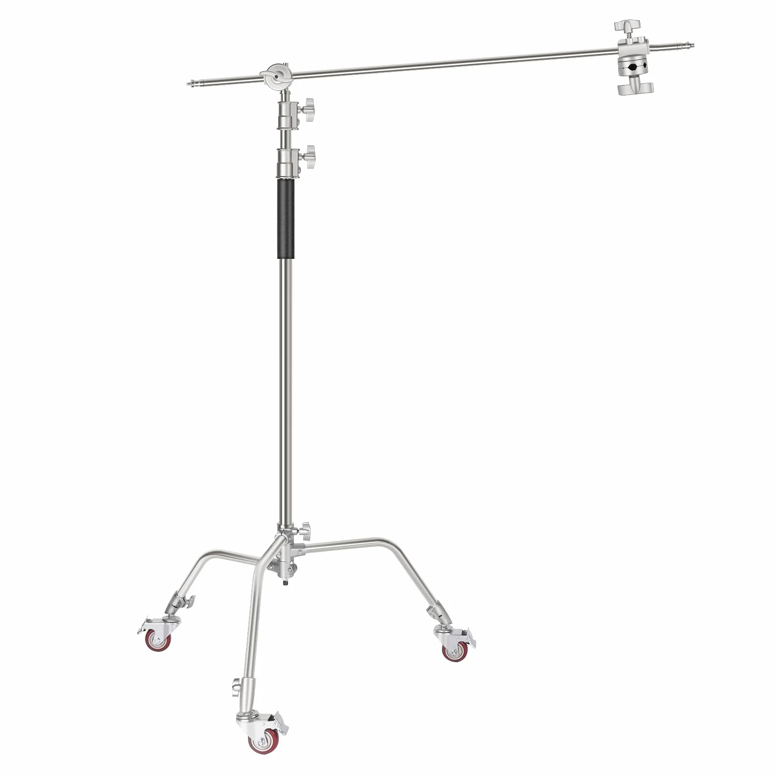 NEEWER C Stand Stativo Luce con Ruote in Metallo 100% Pro, Altezza Max 330cm Supporto Riflettore Regolabile con Braccio Boom da 120cm e 3 Ruote per Riflettore Video Studio Fotografico, Monoluce, ecc.