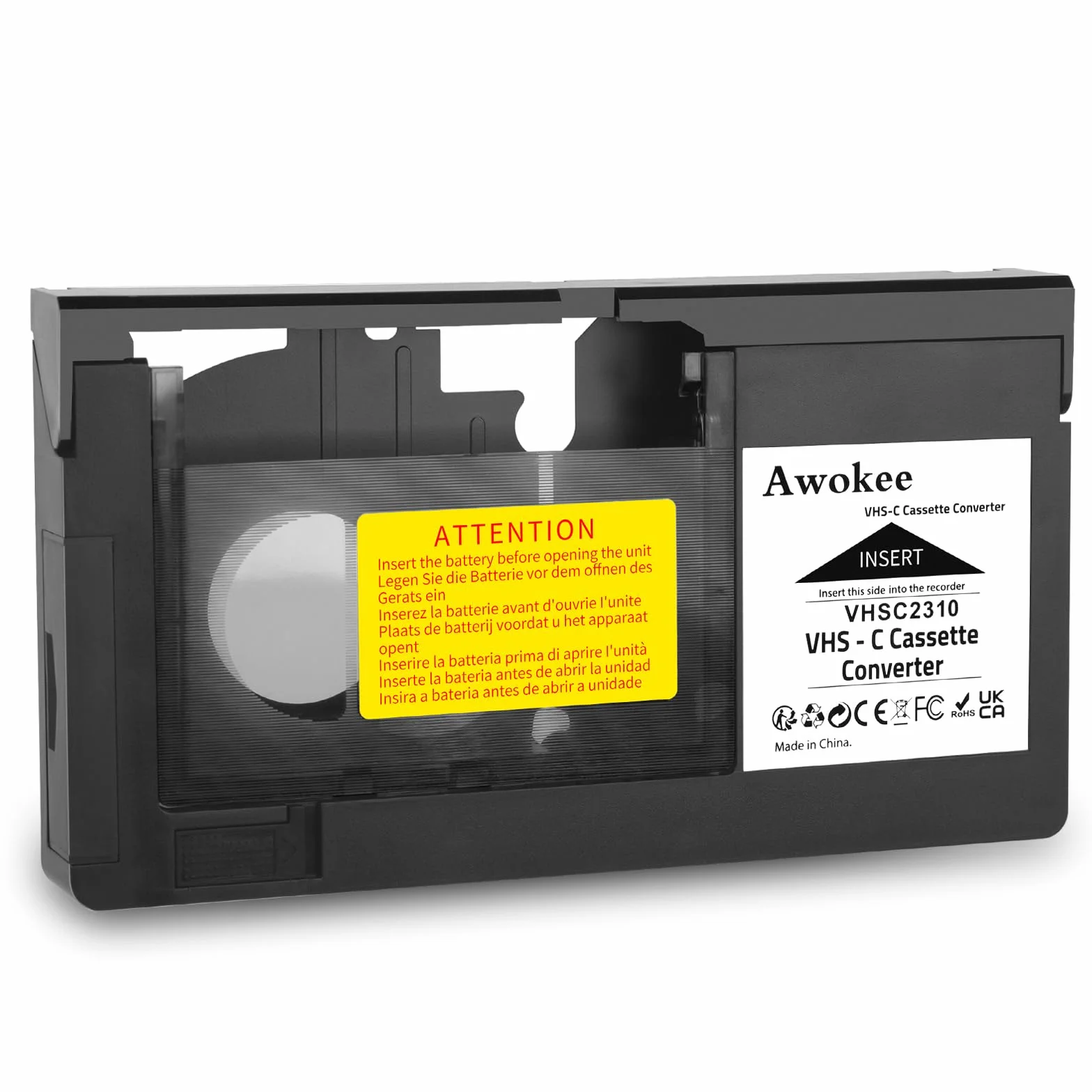 Adattatore per Cassette VHS-C Compatibile con videocamere VHS-C SVHS JVC RCA Panasonic convertitore di Cassette VHS motorizzato (Non Compatibile con 8mm / MiniDV / Hi8)