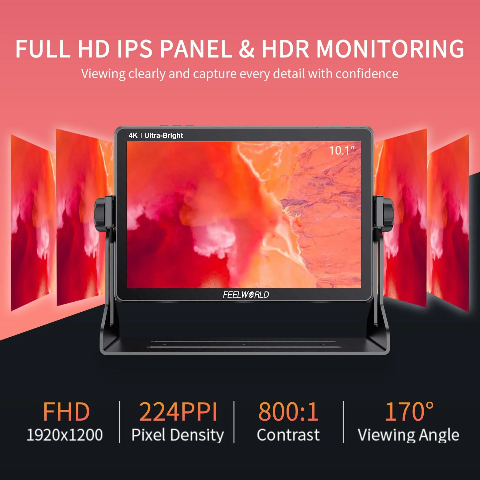FEELWORLD LUT11H Camera Field Monitor 10,1 pollici touch 2000 nit ultra luminoso per reflex digitali con forma d'onda LUT F970 Kit di installazione e alimentazione Uscita ingresso HDMI