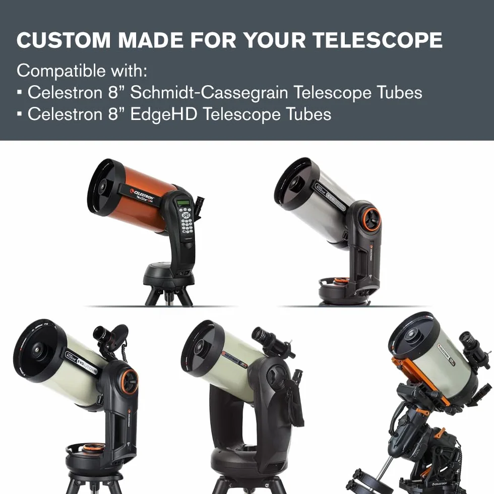 Celestron 94244 EclipSmart Filtro telescopio per eclisse solare – Conforme a ISO 12312-2, tenuta sicura con film Solar Safe, funziona con i telescopi Schmidt-Cassegrain/EdgeHD da 8”, Nero