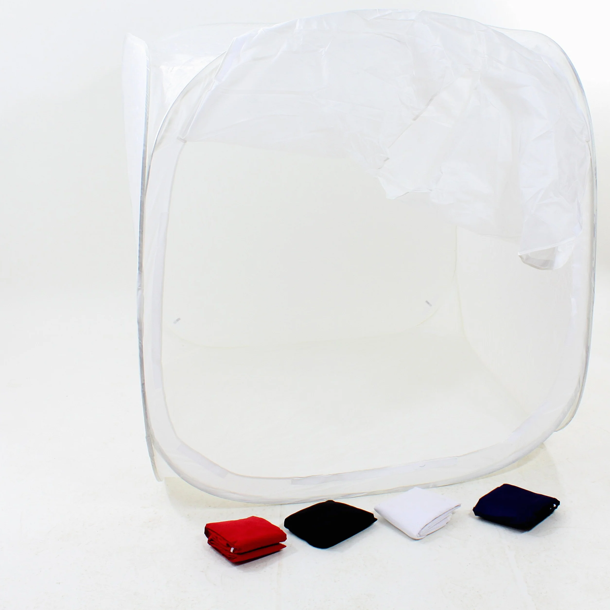 DynaSun PB01 120x120x120cm XXL Tenda Luce Cubo Professionale Softbox Diffusore Semirigido Pieghevole con 4x Fondali Bianco Nero Blu Rosso e Borsa da Trasporto