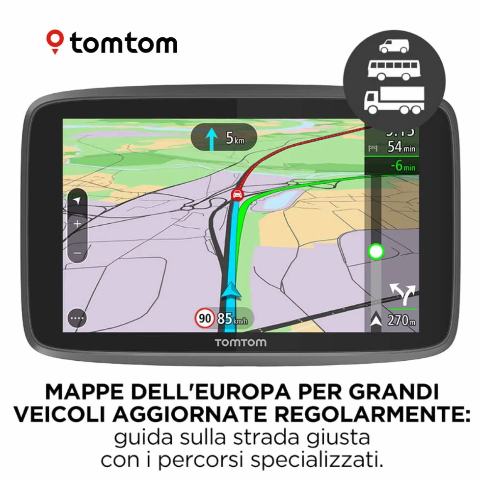 TomTom Navigatore per Camion, Autobus, Furgone GO Professional 620 (6 pollici, Limitazioni di Altezza e Peso, Info Traffico e Autovelox in Tempo Reale, Aggiornamenti WiFi, Mappe Europa)