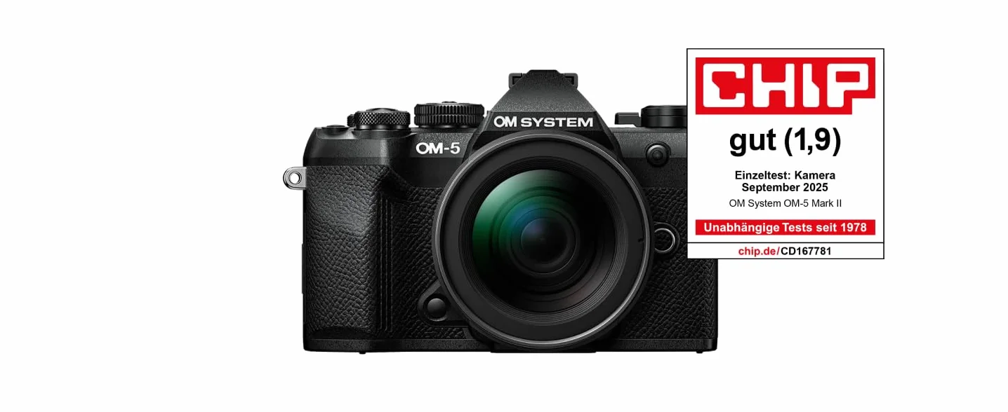 OM SYSTEM OM-5 Mark II Fotocamera Micro Quattro Terzi con obiettivo M.Zuiko Digital ED 12-45mm PRO, sensore Live MOS da 20 MP, stabilizzazione su 5 assi, IP53, scatto HighRes a mano libera da 50 MP