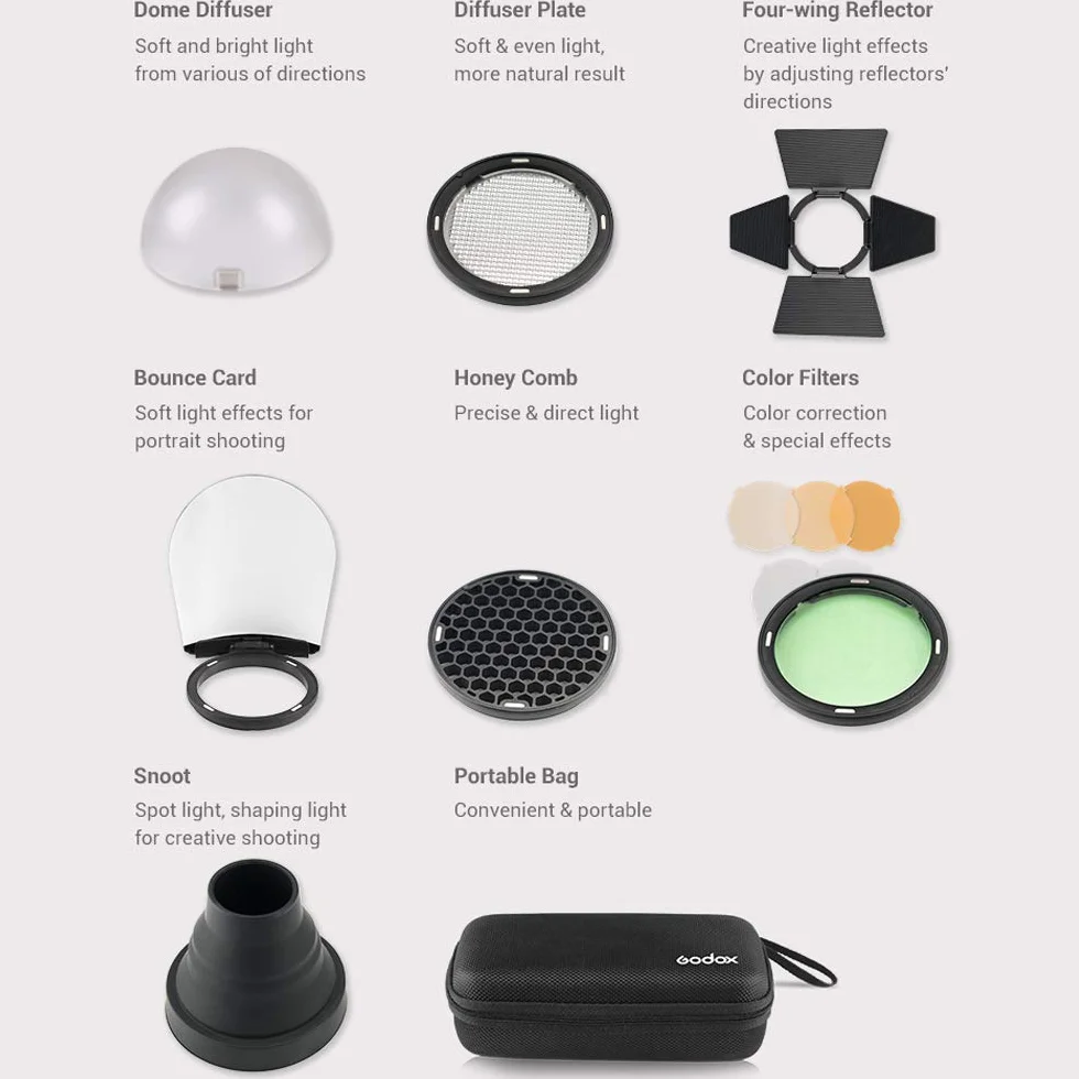 Godox AK-R1 Pocket Flash Light Speedlite Accessori Kit per Godox H200R Rotonda Flash Testa AD200 V1-S V1-C V1-N V1-F AD100Pro V1Pro