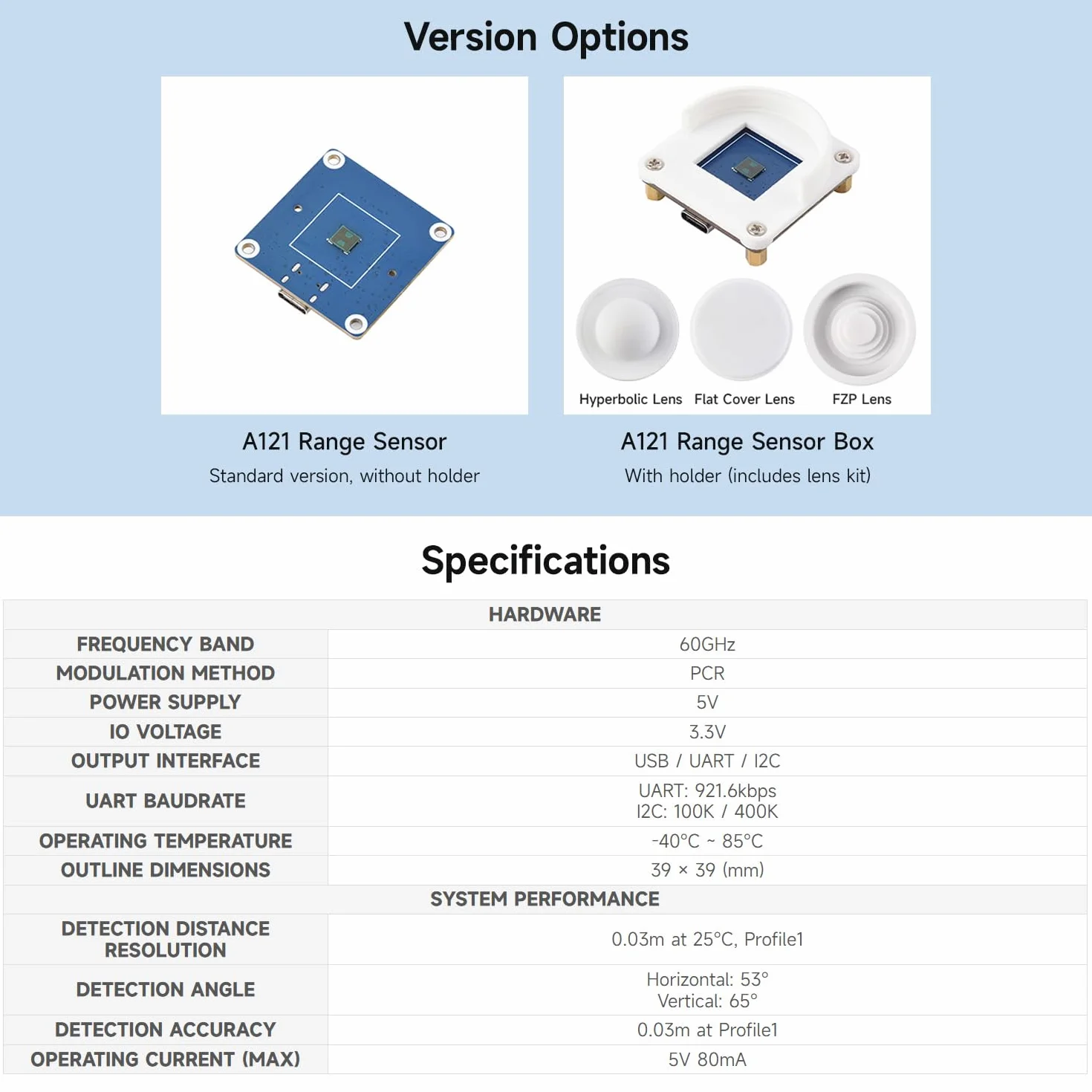 Waveshare A121 Range Sensor Box, A121 60GHz mmWave Radar Micro-Motion Detection Module, Based On Acconeer A121 Pulsed Coherent Radar (PCR) Sensor, Supports High-Precision Distance Measurements