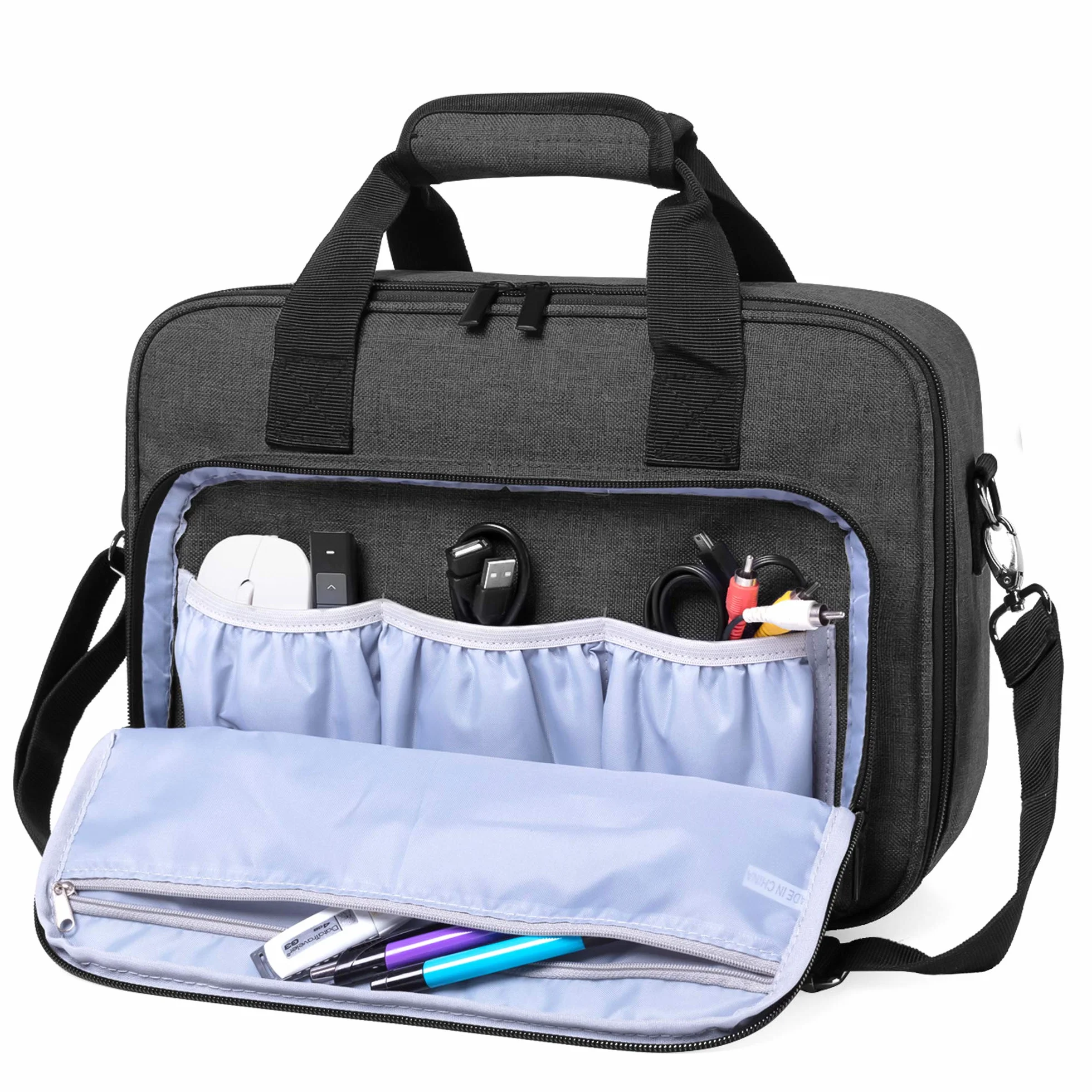 Luxja Borsa per Videoproiettore con Custodia per Laptop, Borsa per BenQ, Optoma, Epson e Acer Proiettore, Custodia per Proiettore e Accessori, 39.4 CM x 28 CM x 13.5 CM, Nero