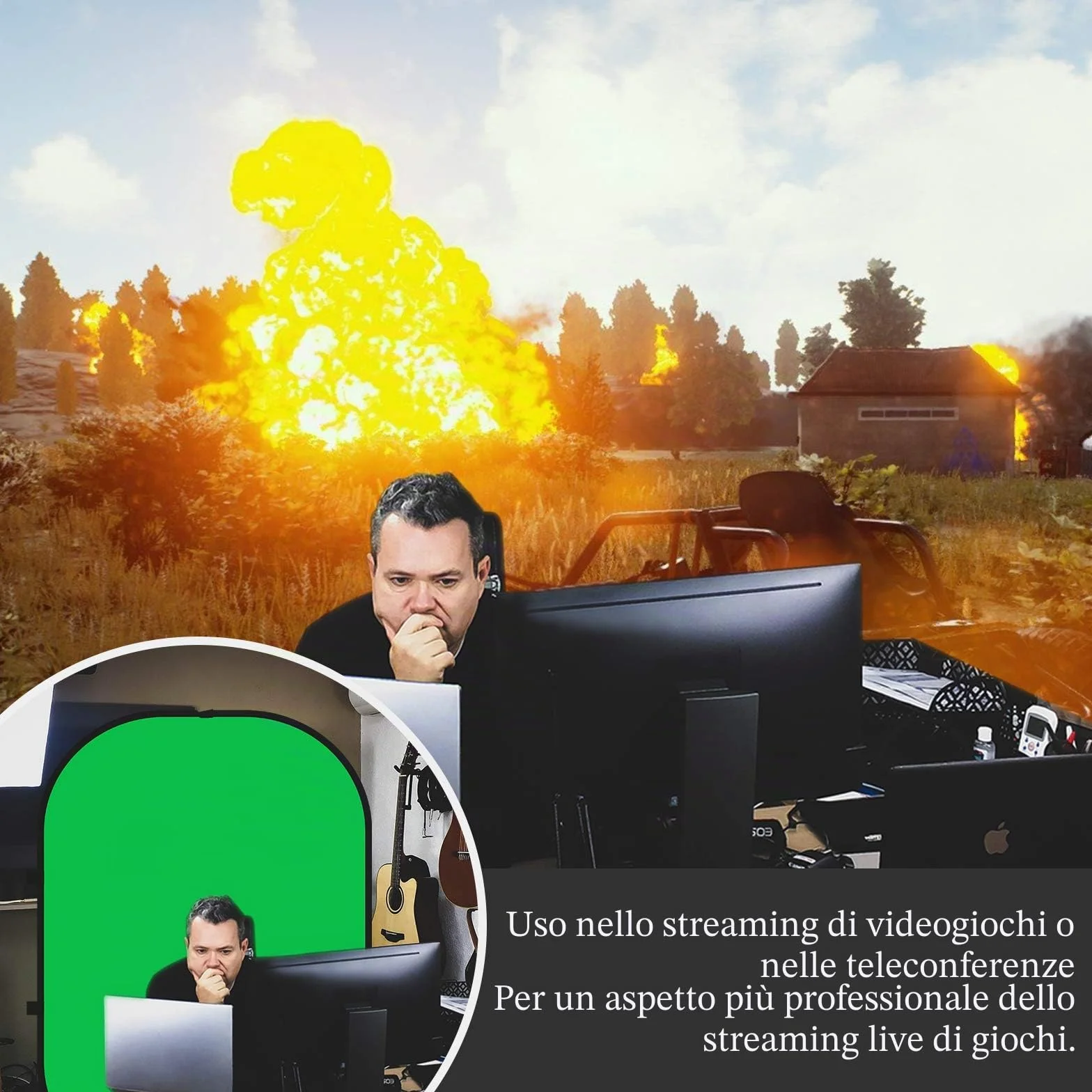 Neewer 5 x 7 ft/1,5 x 2 m - Sfondo cromato pieghevole, con supporto da 8,5 ft/2,6 m, pannello di sfondo verde blu verde reversibile 2 in 1 per studio fotografico, streaming live, videochiamate, giochi