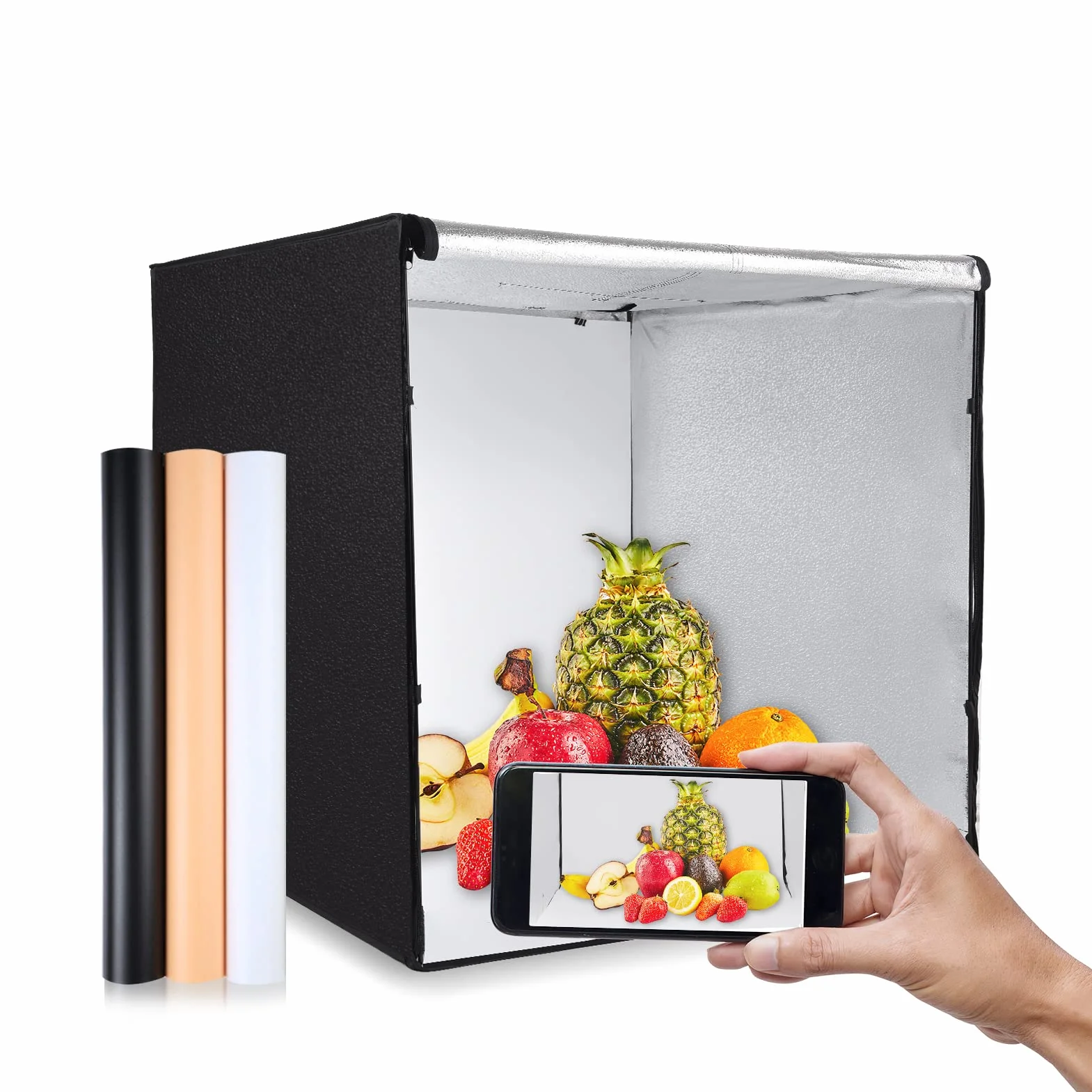 Andoer Photo Studio Luce Scatola 80x80x80cm Set Fotografico Light Box Con Illumin Scatola di Luce da Studio Portatile Pieghevole con Molteplici Angoli Tenda Studio Fotografico Luminosità Regolabile