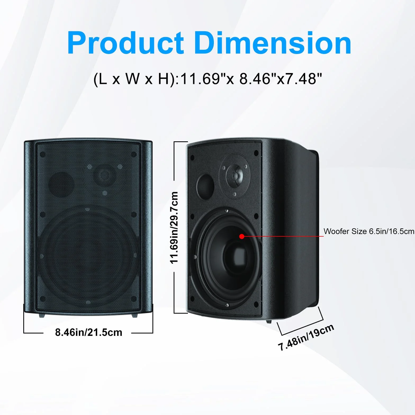 Herdio 800W 6,5" Diffusori da esterno impermeabili nero 4 Altoparlanti