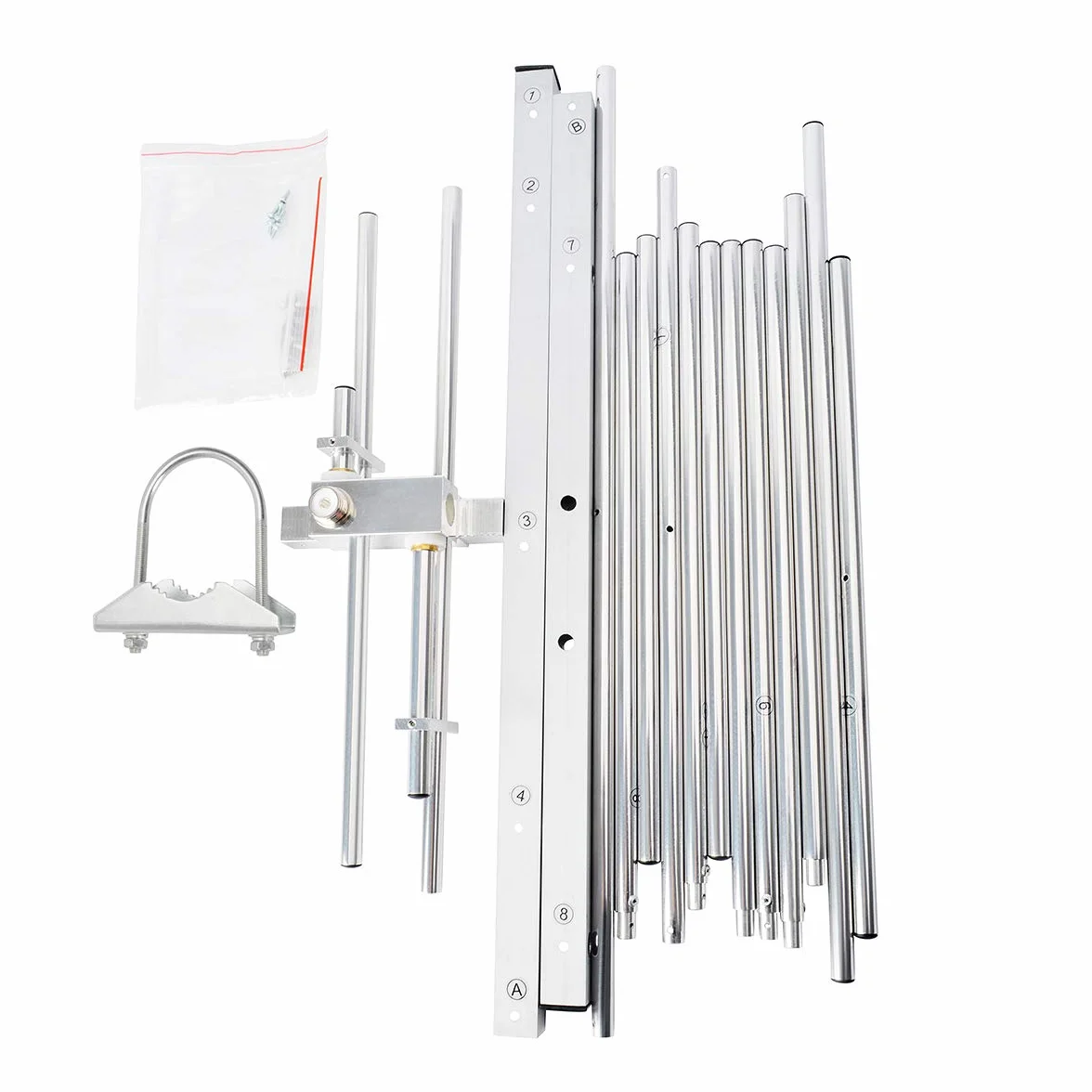 HYS Dual-Band 9,5/11,5 dBi 100 W Antenna Yagi 8 elementi fascio 2 metri / 70 cm VHF/UHF Antenna Yagi da esterno con bullone a U per radio digitale/ripetitore Ham Mobile 144/430 MHz (TC -YG08UV)