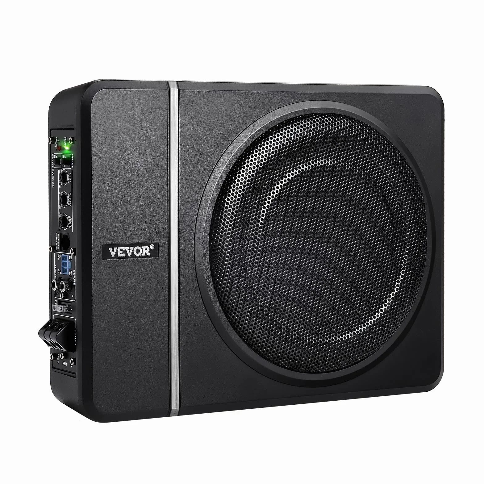 VEVOR Subwoofer per Auto Sotto Sedile, Subwoofer Auto Sottile Sistema Audio a Basso Profilo, Audio con Amplificatore integrato, Ingresso Livello Alto e Basso Regolatore del Volume 203 mm e 240W