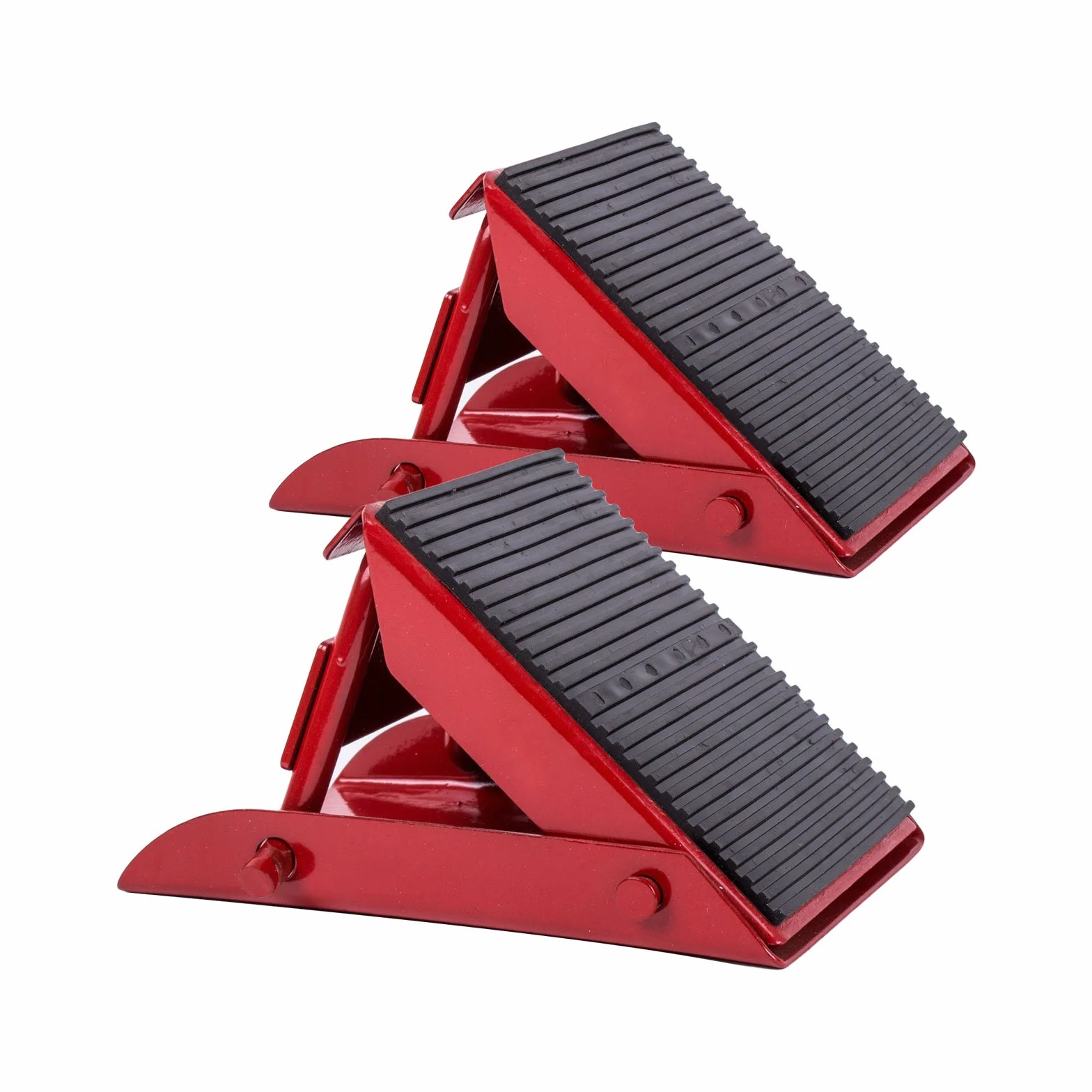 2 mini cunei bloccaruota, pieghevoli, 1000 kg di colore rosso