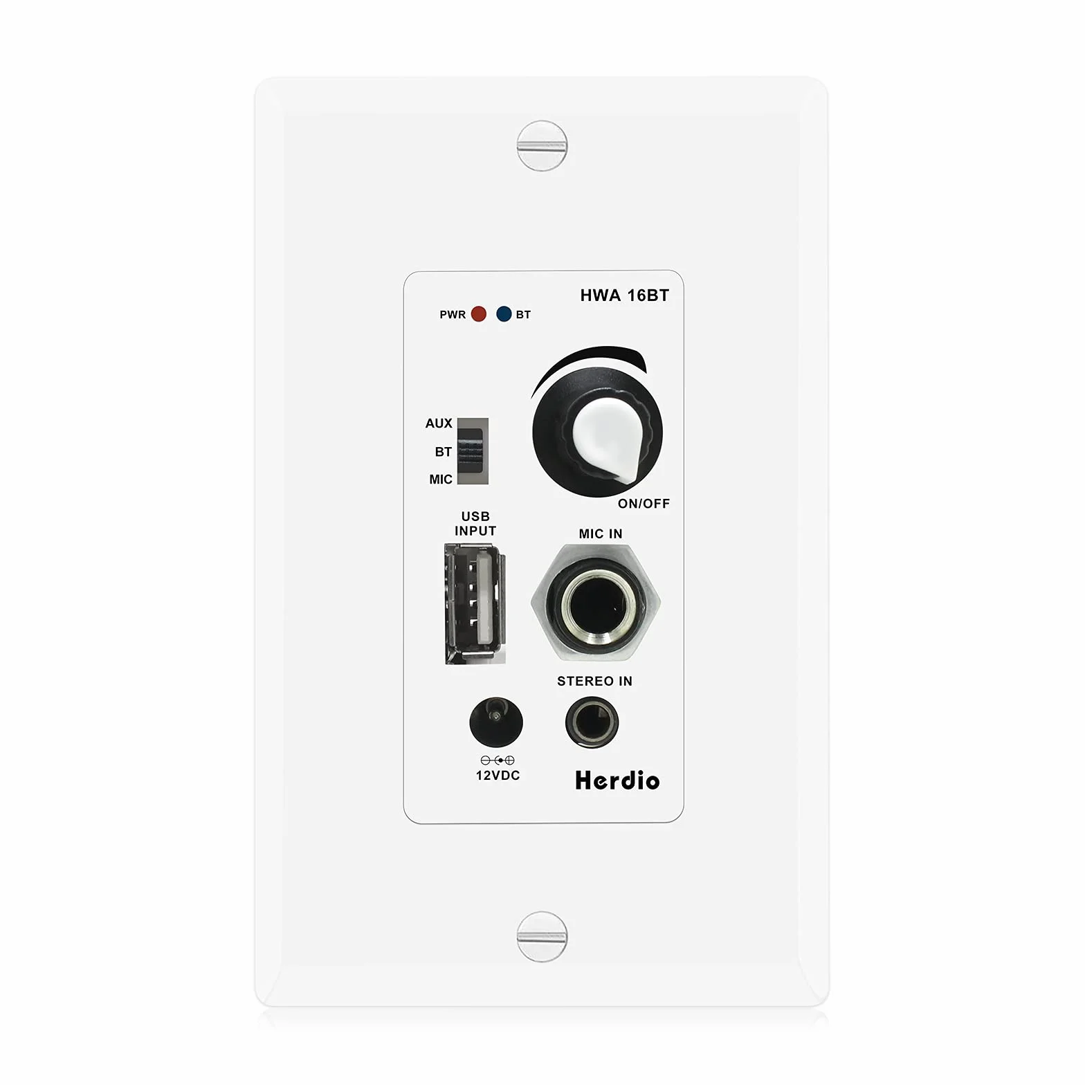 Herdio Amplificatore audio da parete, ricevitore Bluetooth con montaggio a parete, ricevitore di controllo audio da parete con microfono USB, ingresso AUX (3,5 mm), modulo max 100 Watt per sistemi