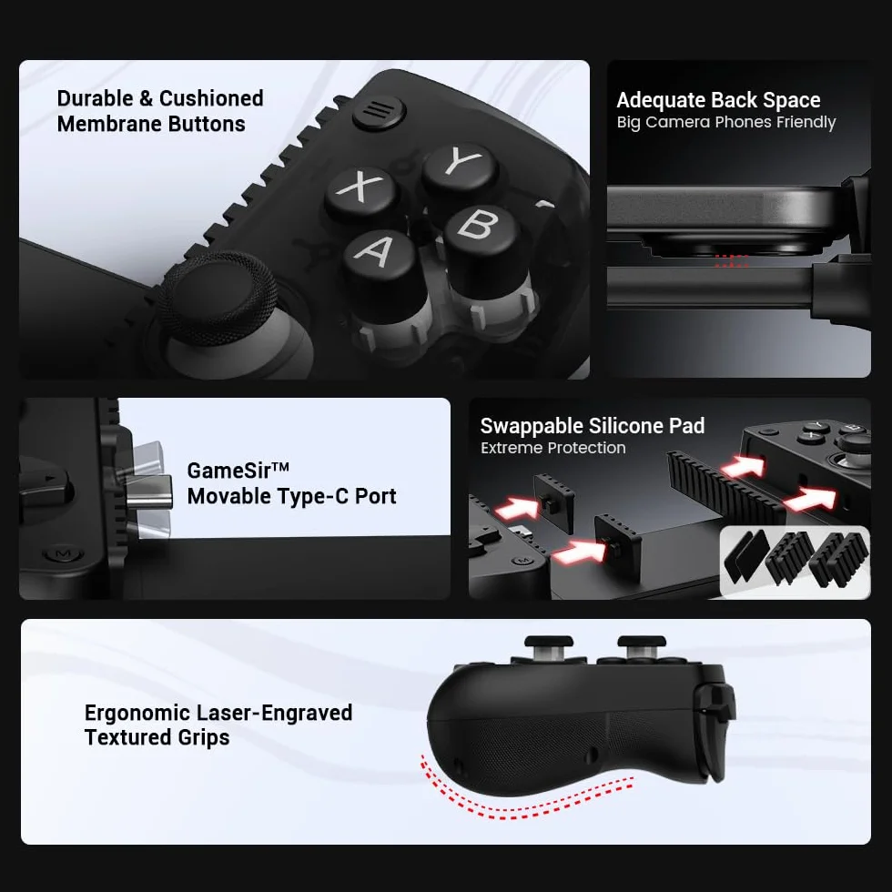 GameSir X5 Lite Mobile Gaming Controller per Android e iPhone Serie 15/16 (USB-C), Joystick ad effetto Hall, impugnatura ergonomica e leggera - Gioca a Genshin Impact e Zenless Zone Zero，Plug and play