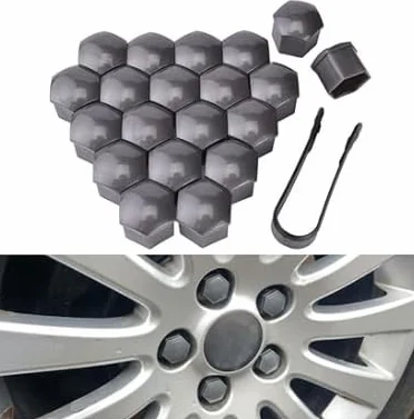 20 Pezzi Copribulloni Ruota per Audi A6 Avant C6 2005–2008, Tappi Dadi Ruota Protezione Antipolvere Estrattore Decorazione Esterna Auto,Grey-17mm