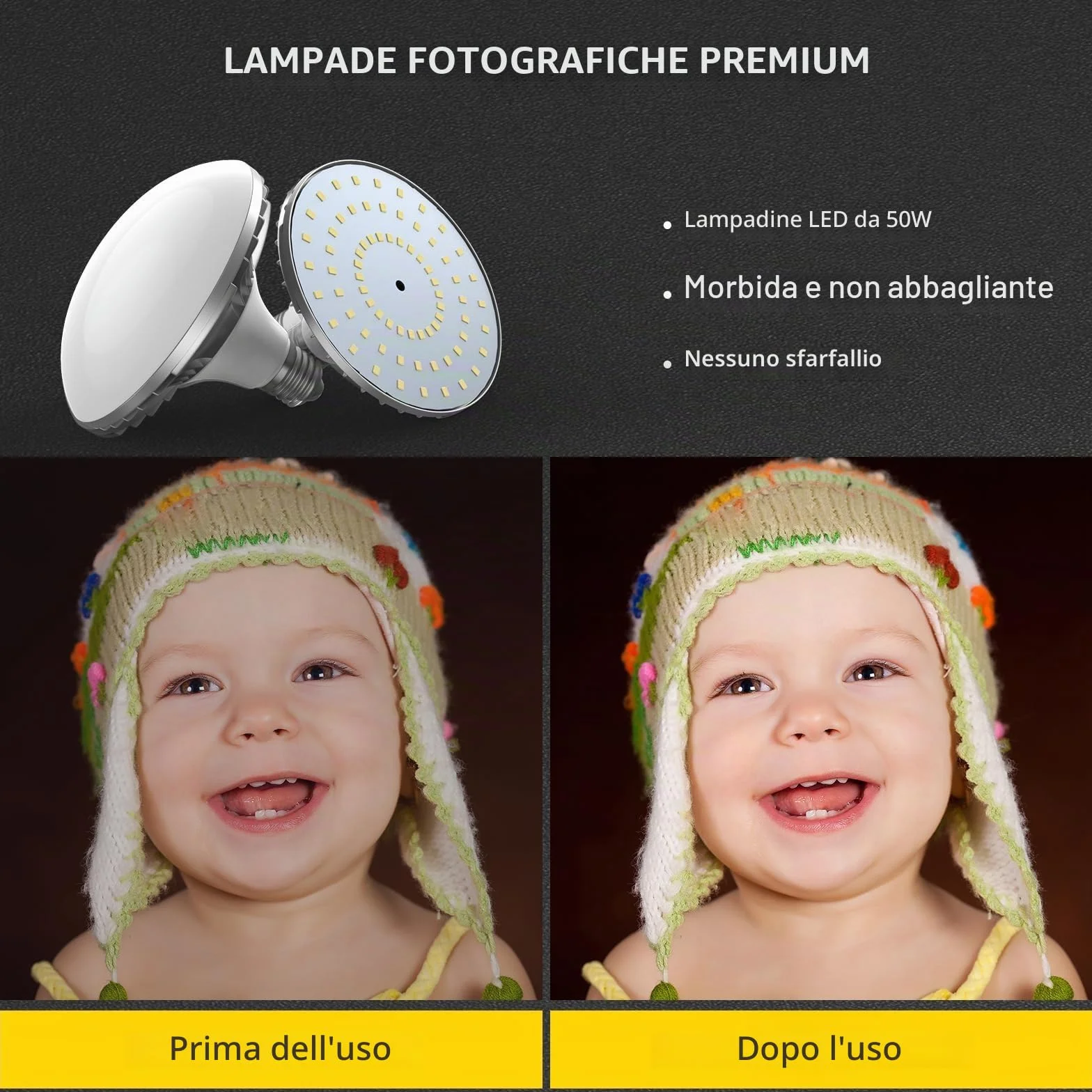 RALENO Softbox 2 x 50W LED Softbox Set per Studio Fotografico, 2 x 50x50 cm, Luce Fotografica con Lampadina da 5500K e Treppiedi, Lampada Fotografica per Ritratti