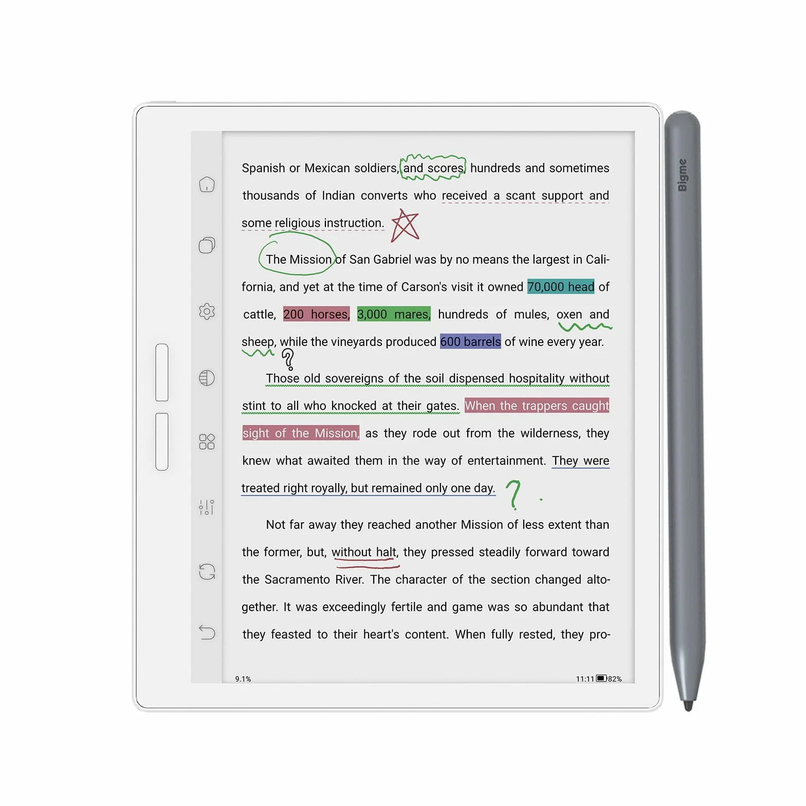Bigme 7 inch Color Eink Tablet eBook Reader 4G 64G Digital Notepad