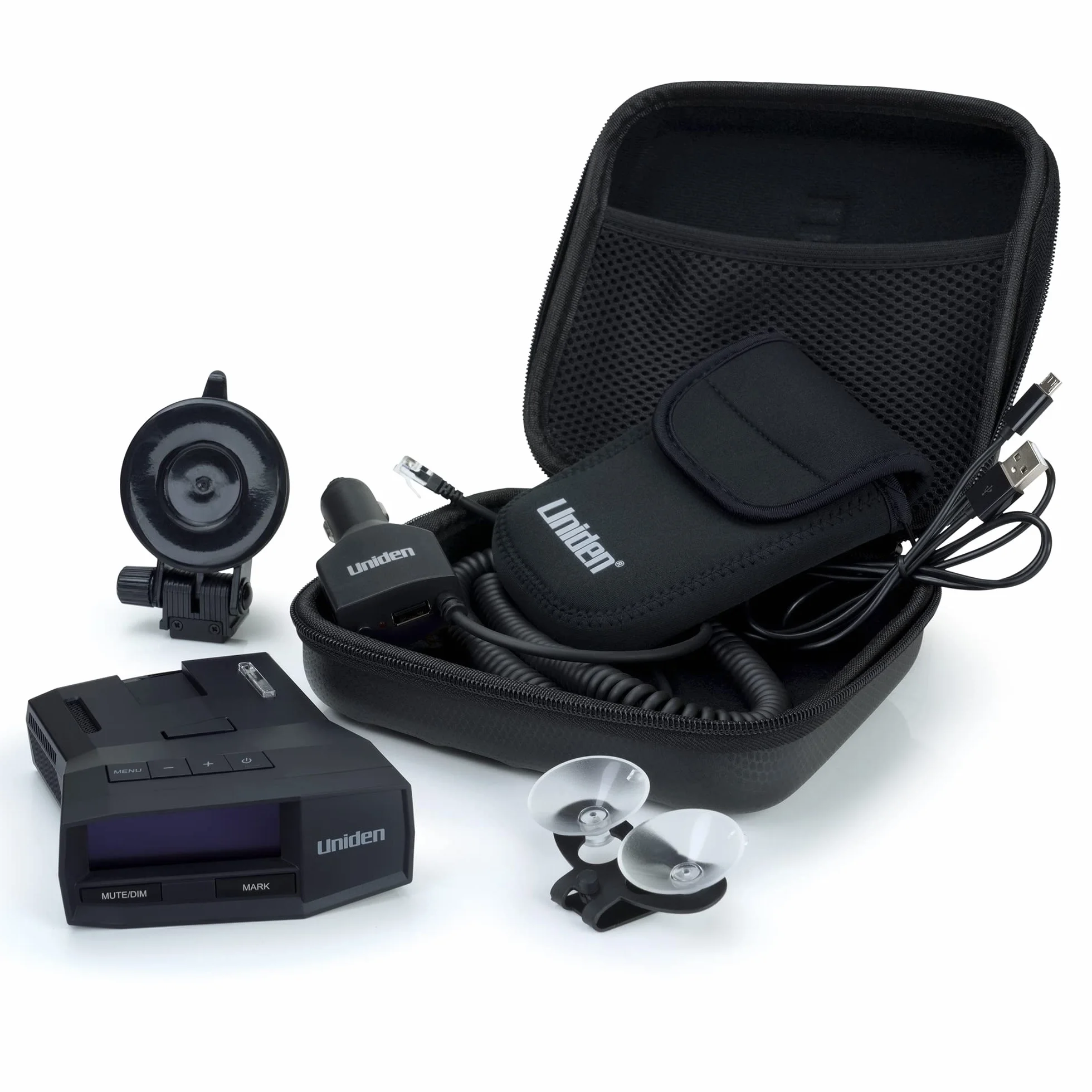 Uniden R8W (nuovo modello) Rilevatore laser/radar a lungo raggio, consapevolezza a 360°, frecce direzionali, Wi-Fi, Bluetooth, GPS, avvisi vocali in tempo reale, avvisi luce rossa e autovelox, app R