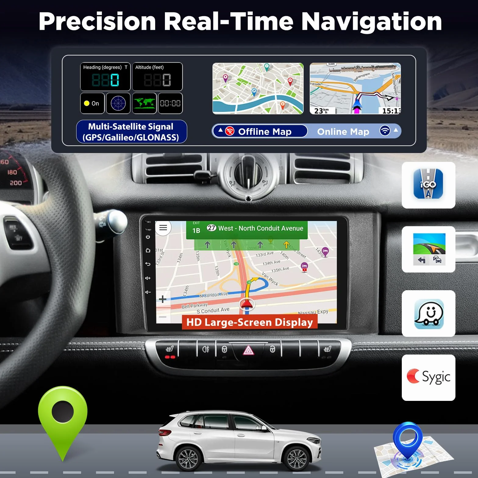 Autoradio Android per Mercedes Benz Smart Fortwo 2011-2015, 2+64G Stereo 9 Pollici con Wireless CarPlay & Android Auto, Navigatore GPS WiFi, Audio DSP, Supporto Telecamera Retromarcia AHD